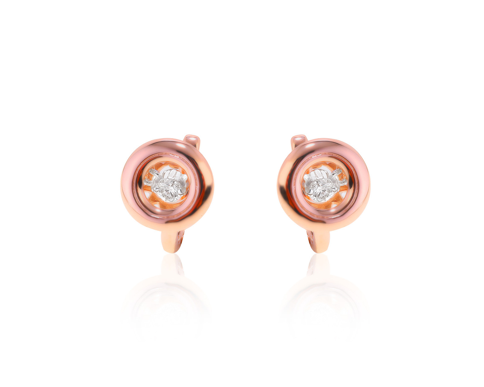 Нарядные золотые серьги с бриллиантами 0.13ct