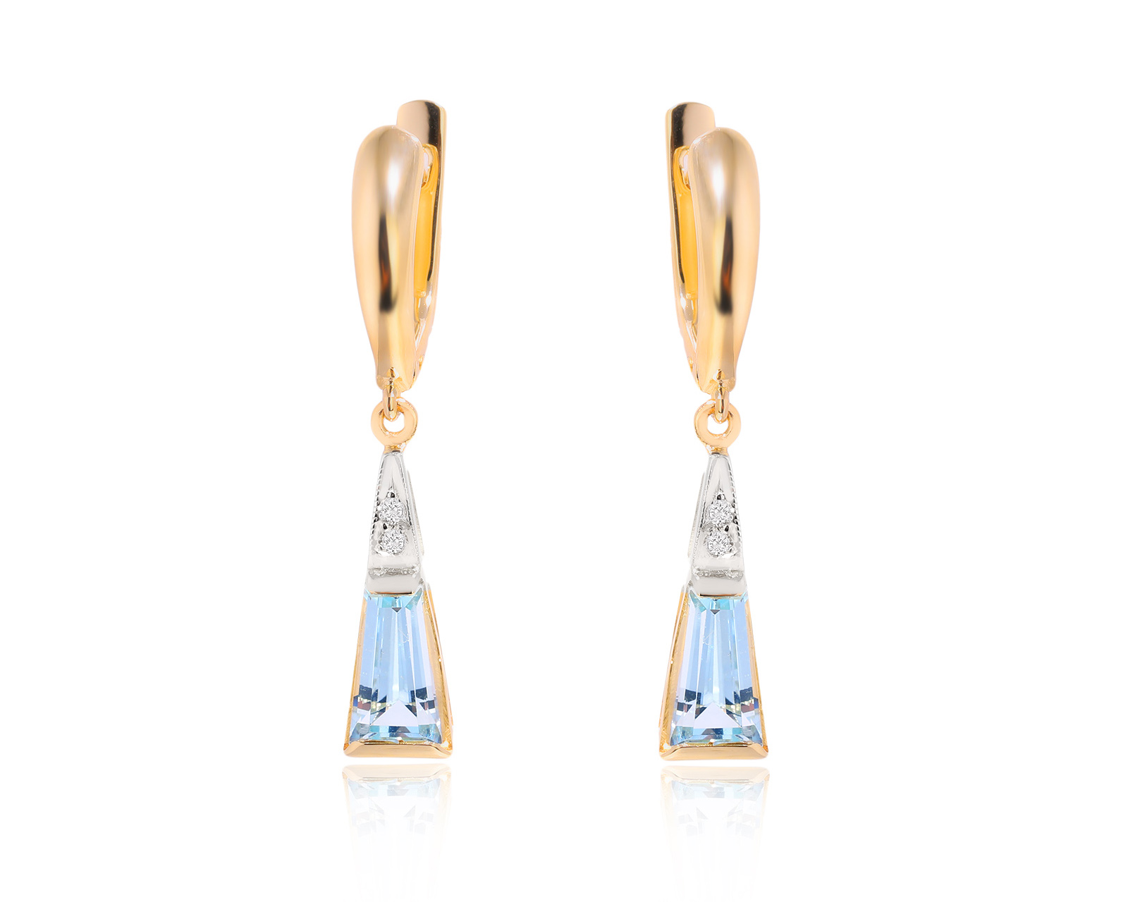 Золотые серьги с топазами 2.35ct и бриллиантами 0.07ct 271124/8