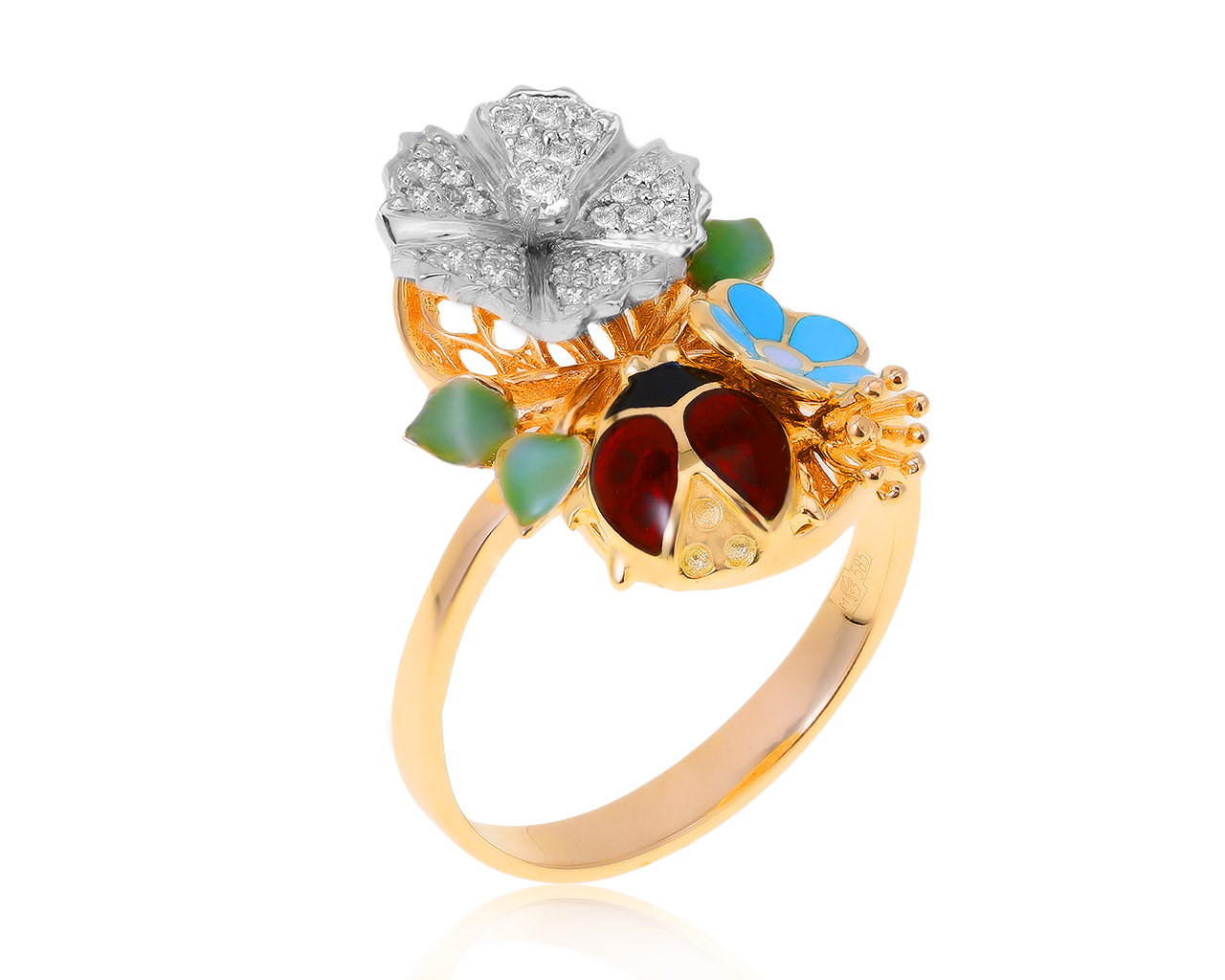 Оригинальное золотое кольцо с бриллиантами 0.17ct Roberto Bravo 261220/2