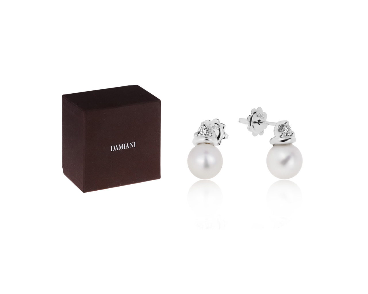 Оригинальные золотые серьги с жемчугом 8.40 мм Damiani