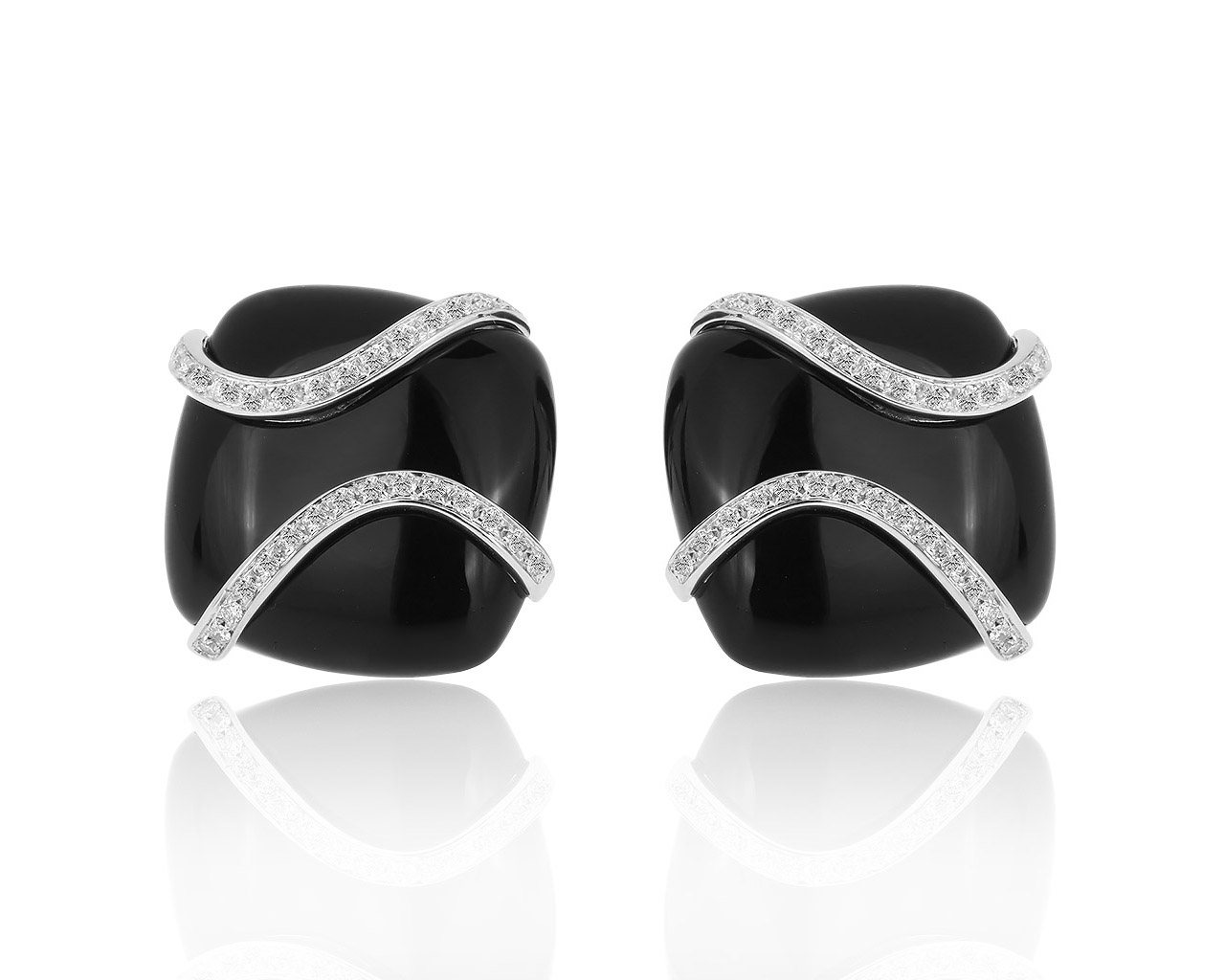 Золотые запонки с ониксом и бриллиантами 0.70ct Zil 251018/14