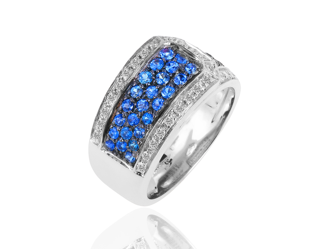 Оригинальное золотое кольцо с бриллиантами 0.33ct и сапфирами 0.90ct Leo Pizzo 140419/2