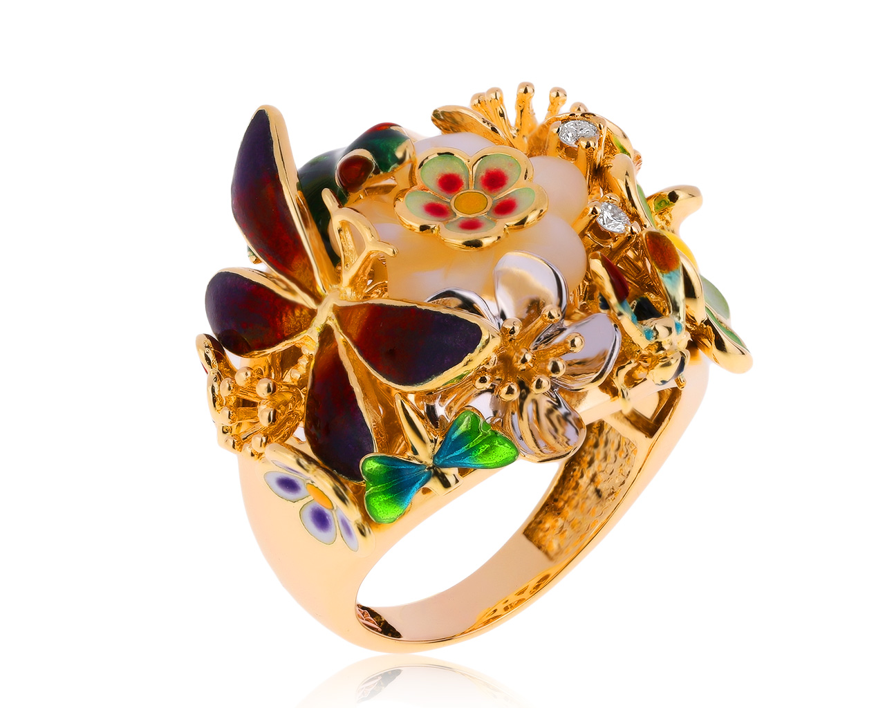 Оригинальное золотое кольцо с бриллиантами 0.05ct Roberto Bravo Noah`s Ark