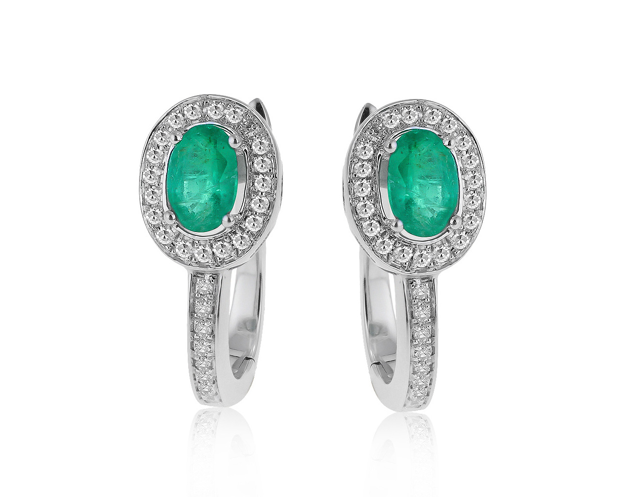 Изысканные золотые серьги с изумрудами 0.62ct