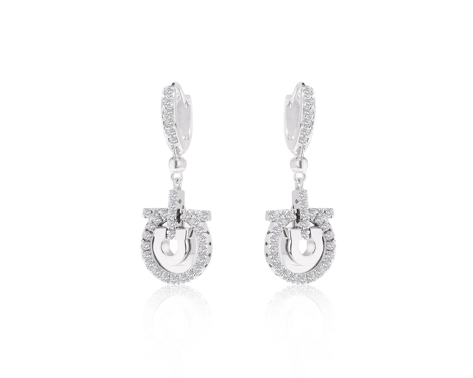 Престижные золотые серьги с бриллиантами 0.87ct