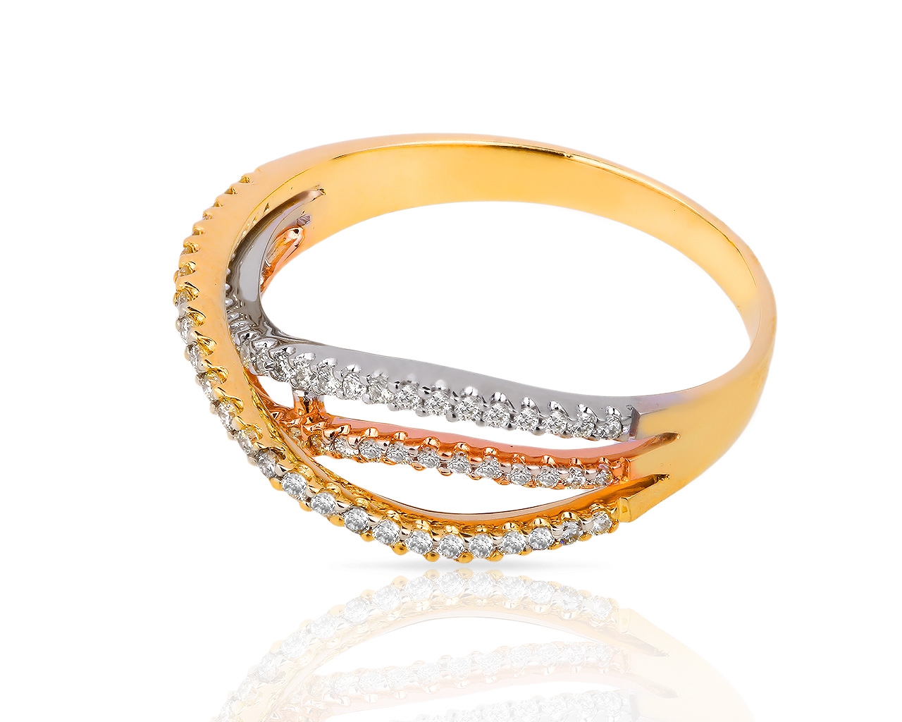 Стильное золотое кольцо с бриллиантами 0.37ct