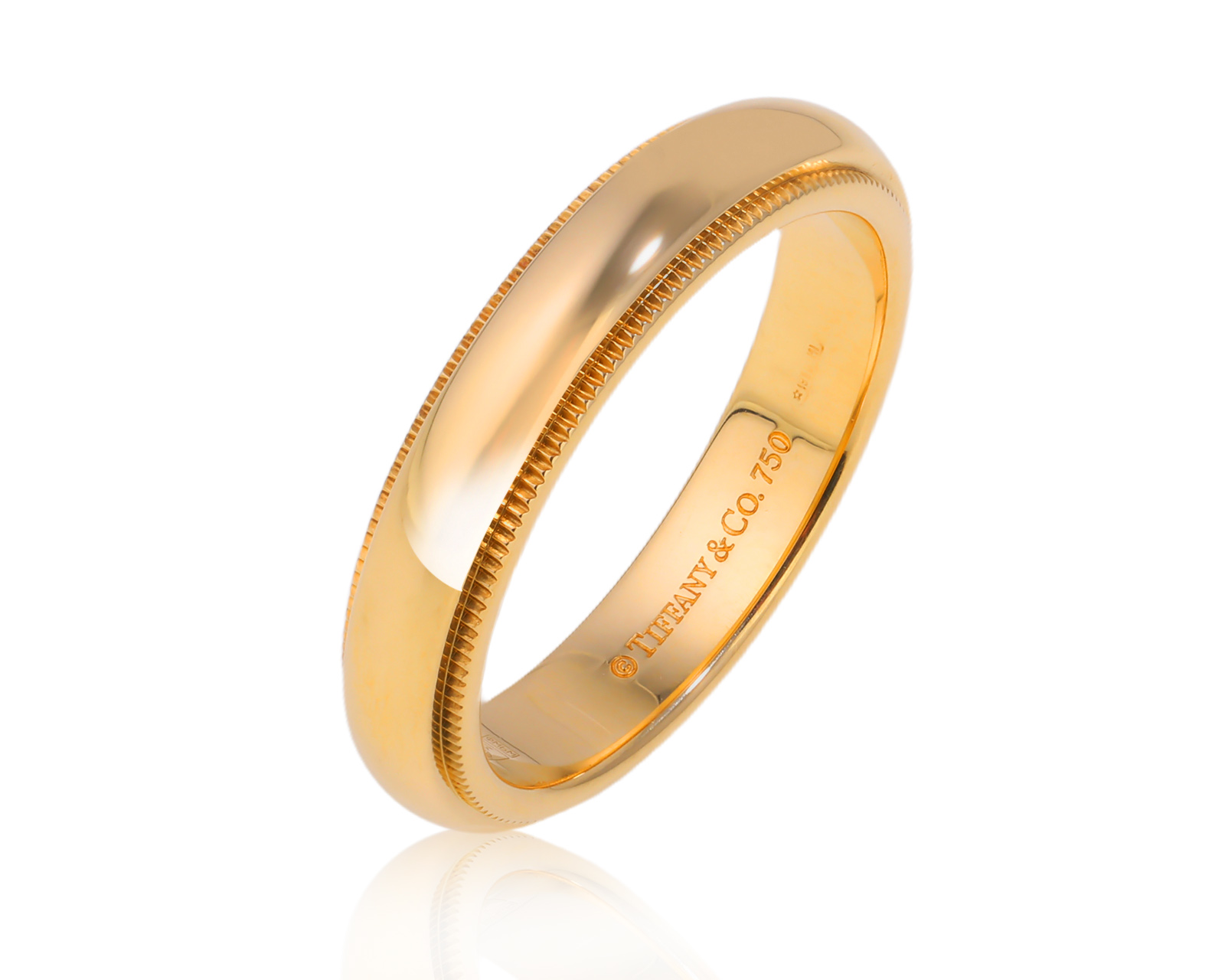 Оригинальное золотое кольцо Tiffany&Co Milgrain