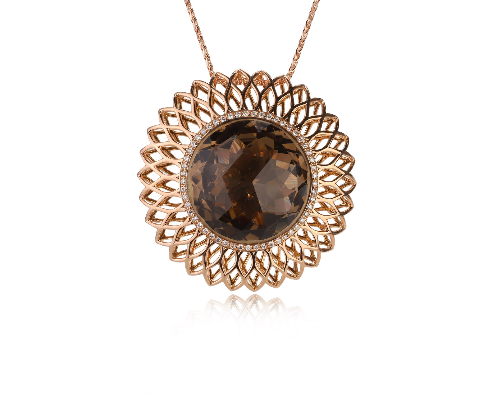 Оригинальный золотой кулон с дымчатым кварцем 31.82ct Oro Trend 050526/6