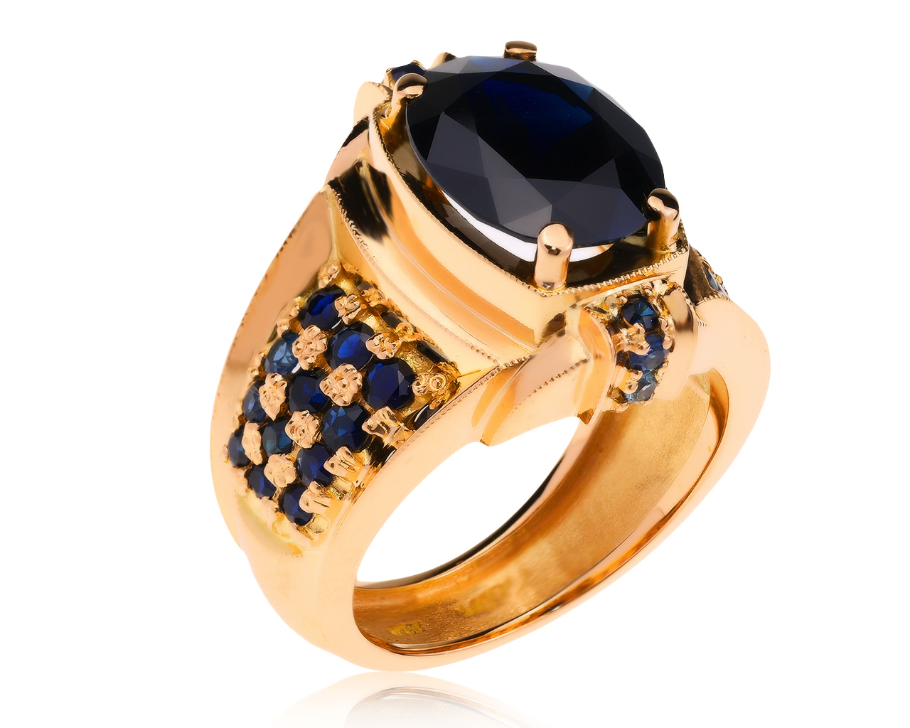 Достойное золотое кольцо с сапфирами 8.54ct 230618/3