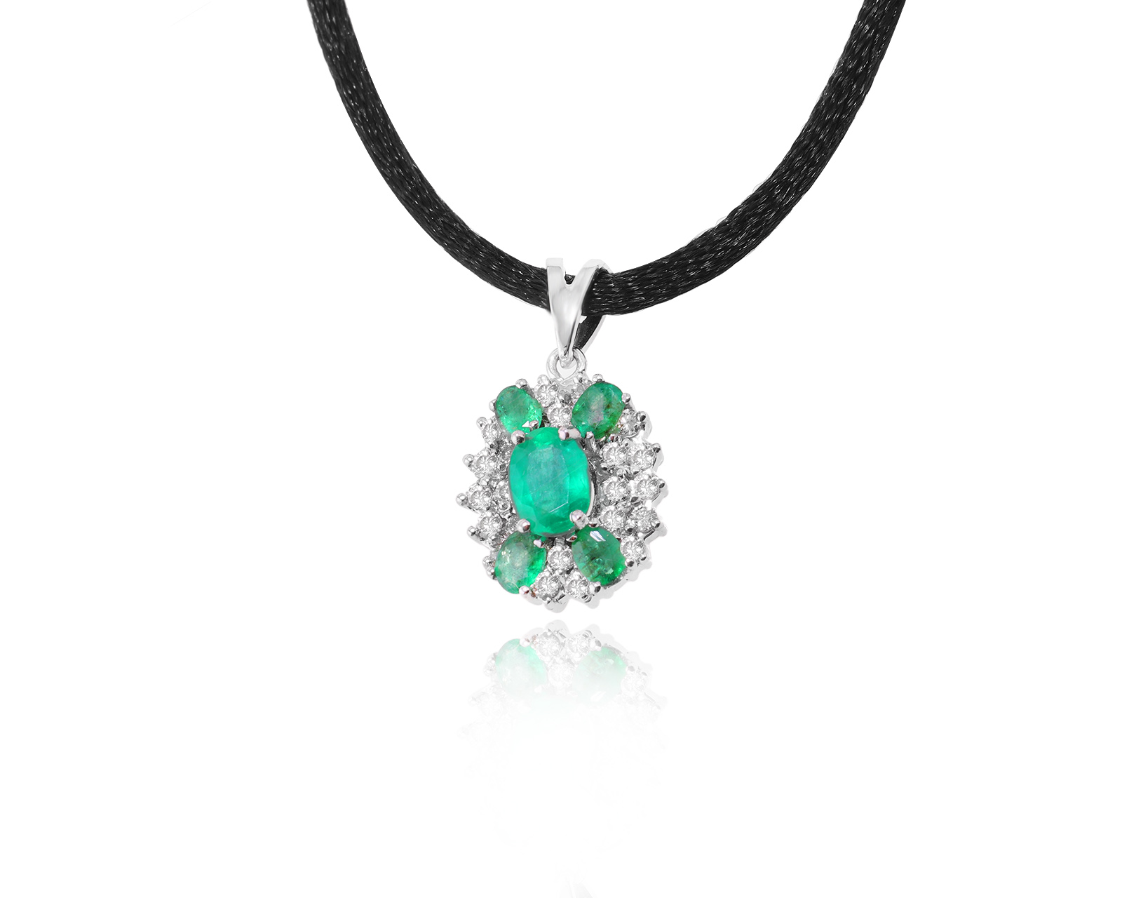 Золотой кулон с изумрудами 1.20ct и бриллиантами 0.37ct 260424/11