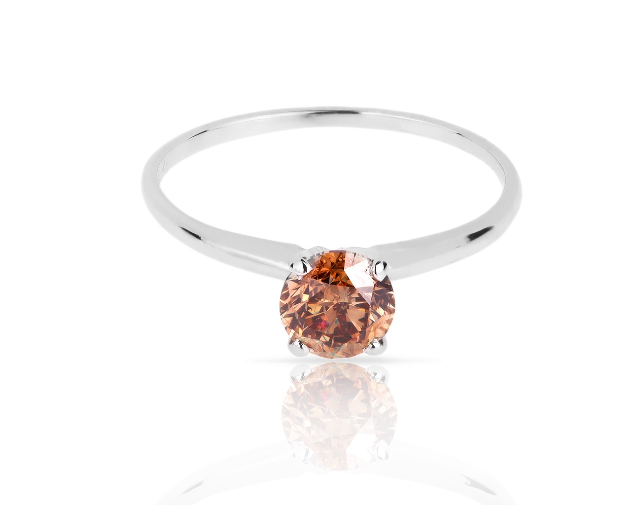 Золотое кольцо с коньячным бриллиантом 0.60ct 040518/3