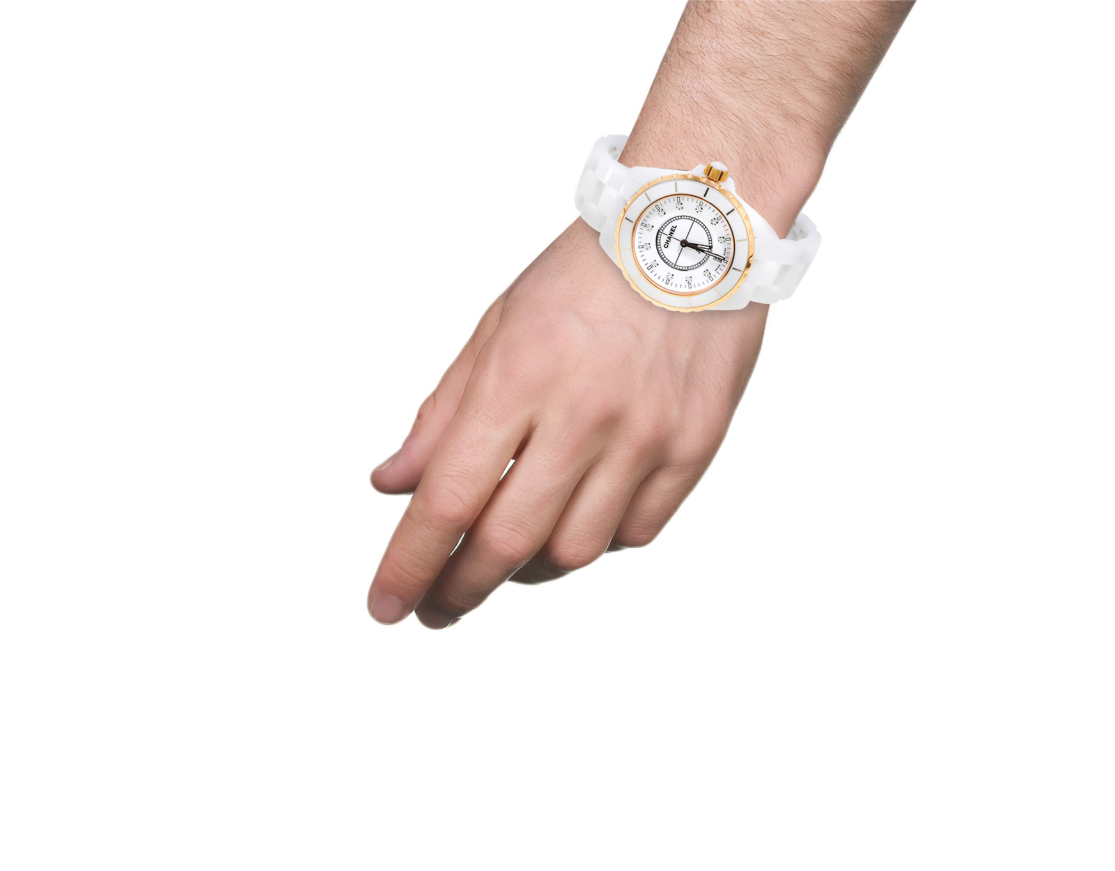 Оригинальные золотые часы с бриллиантами 0.10ct Chanel J12