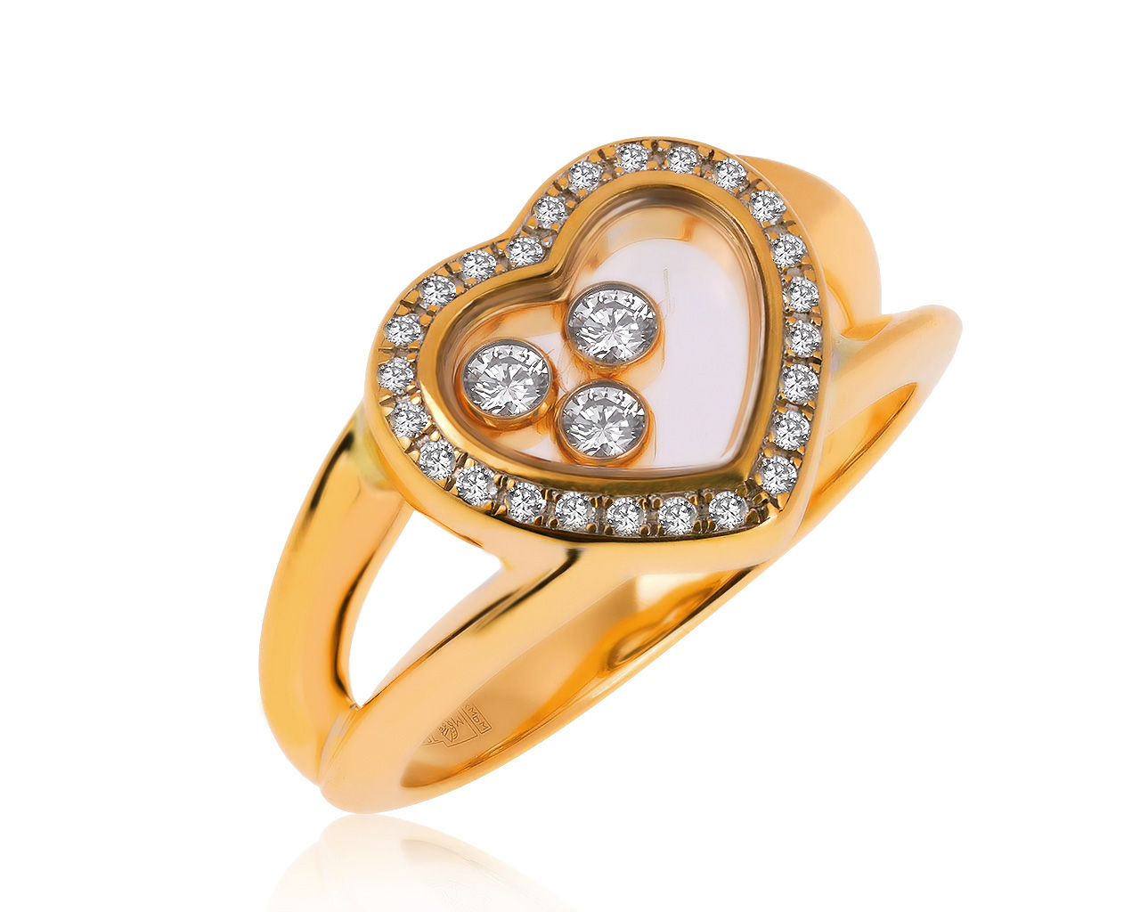 Оригинальное золотое кольцо с бриллиантами 0.27ct Chopard Happy Diamonds Icons