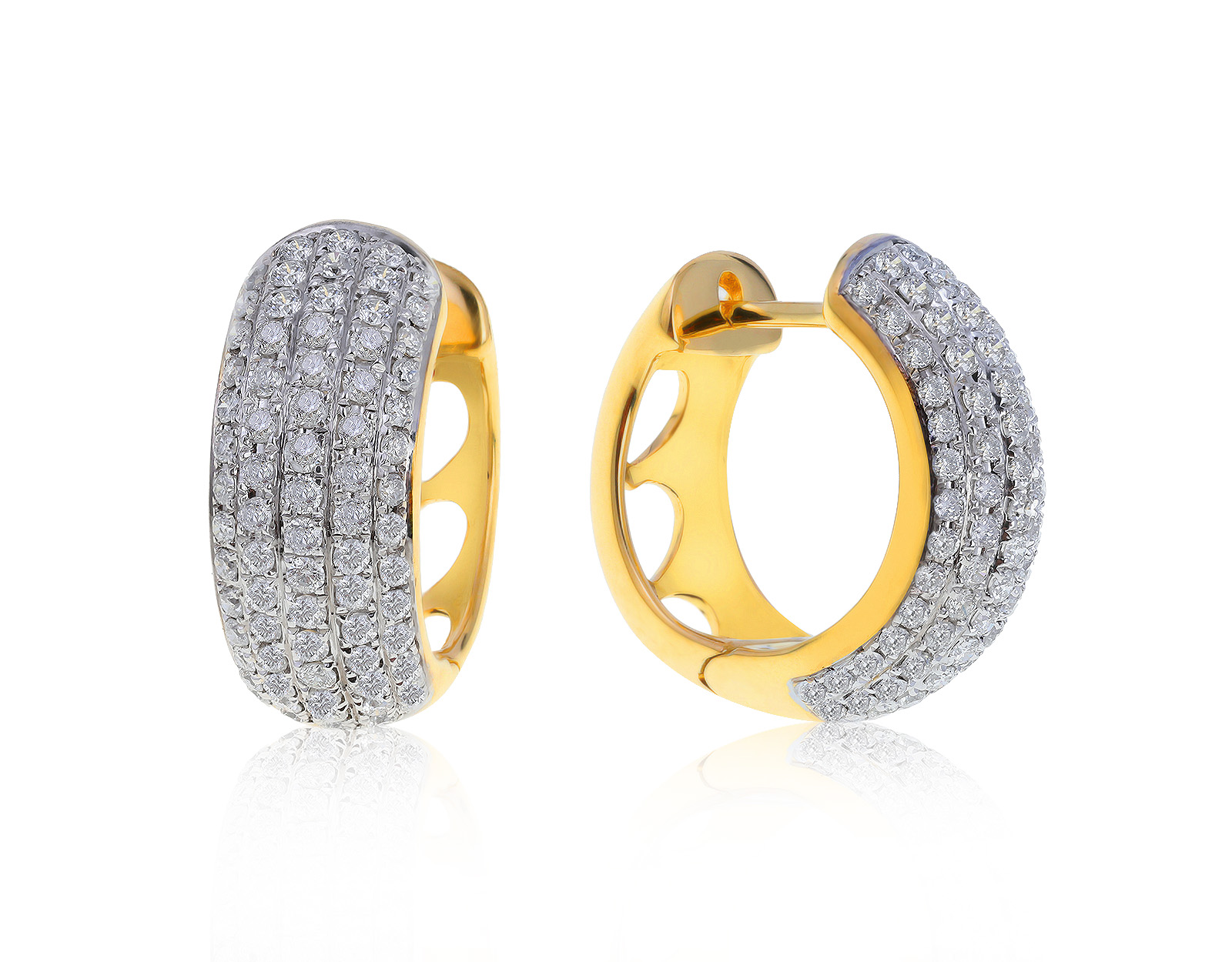 Богатые золотые серьги с бриллиантами 1.10ct 160621/4