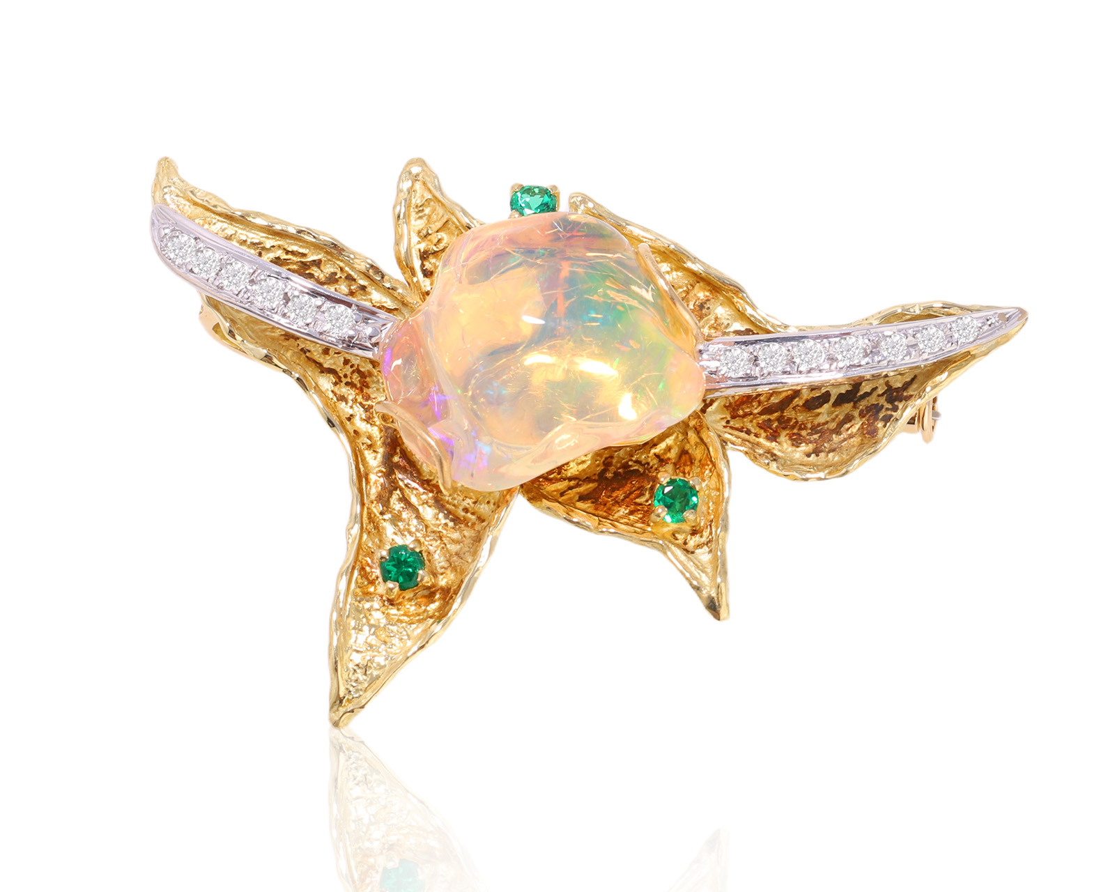 Золотая брошь-кулон с огненным опалом Мексика 5.93ct 140725/4