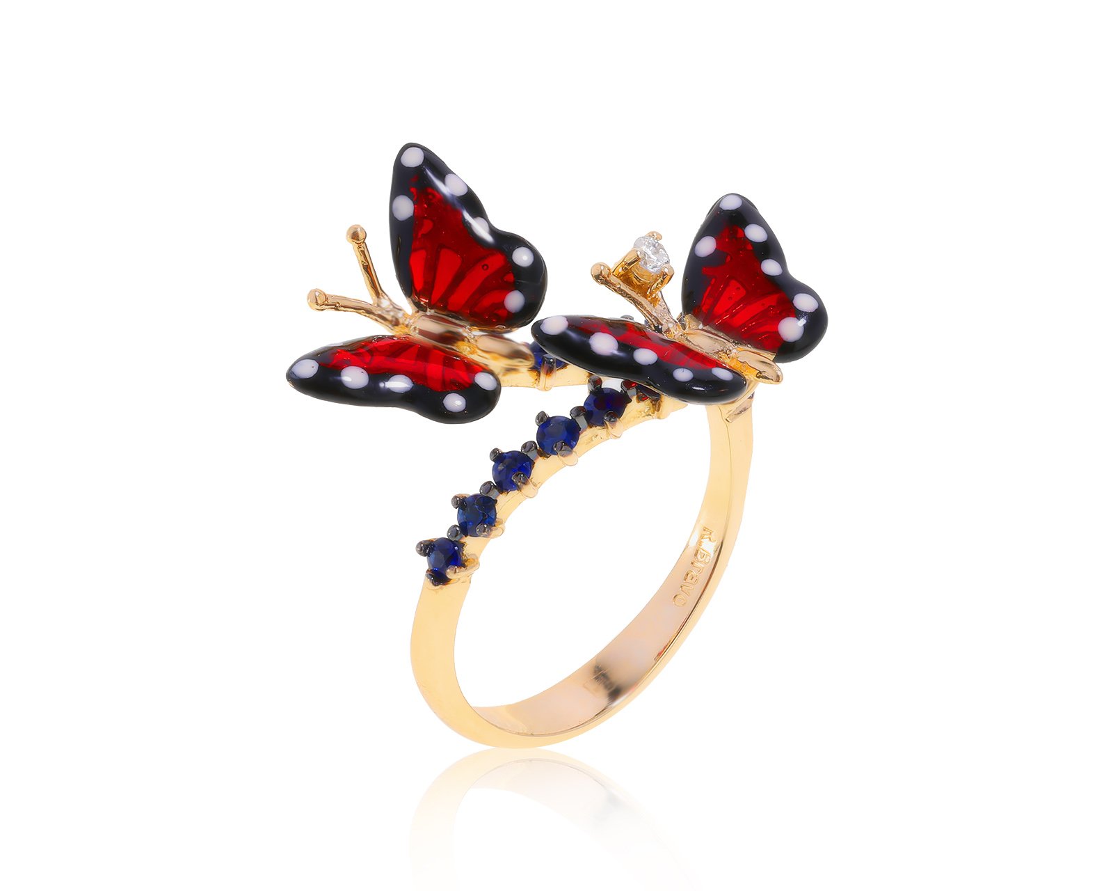 Оригинальное золотое кольцо Roberto Bravo Monarch Butterfly 100722/5