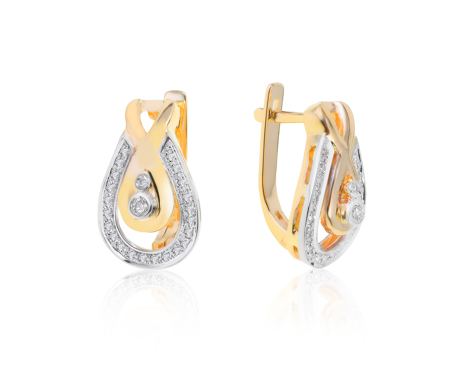 Изысканные золотые серьги с бриллиантами 0.19ct 140222/3