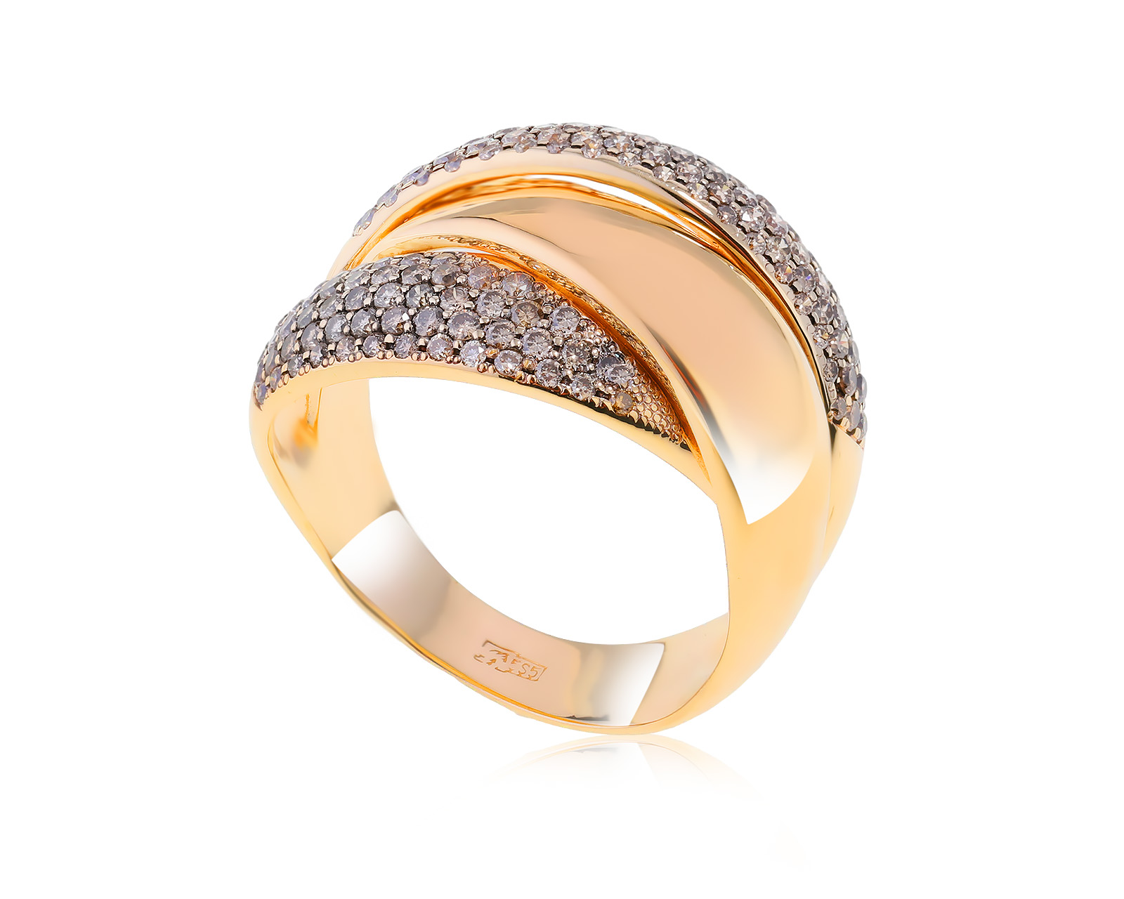 Золотое кольцо с коньячными бриллиантами 1.40ct 151223/5