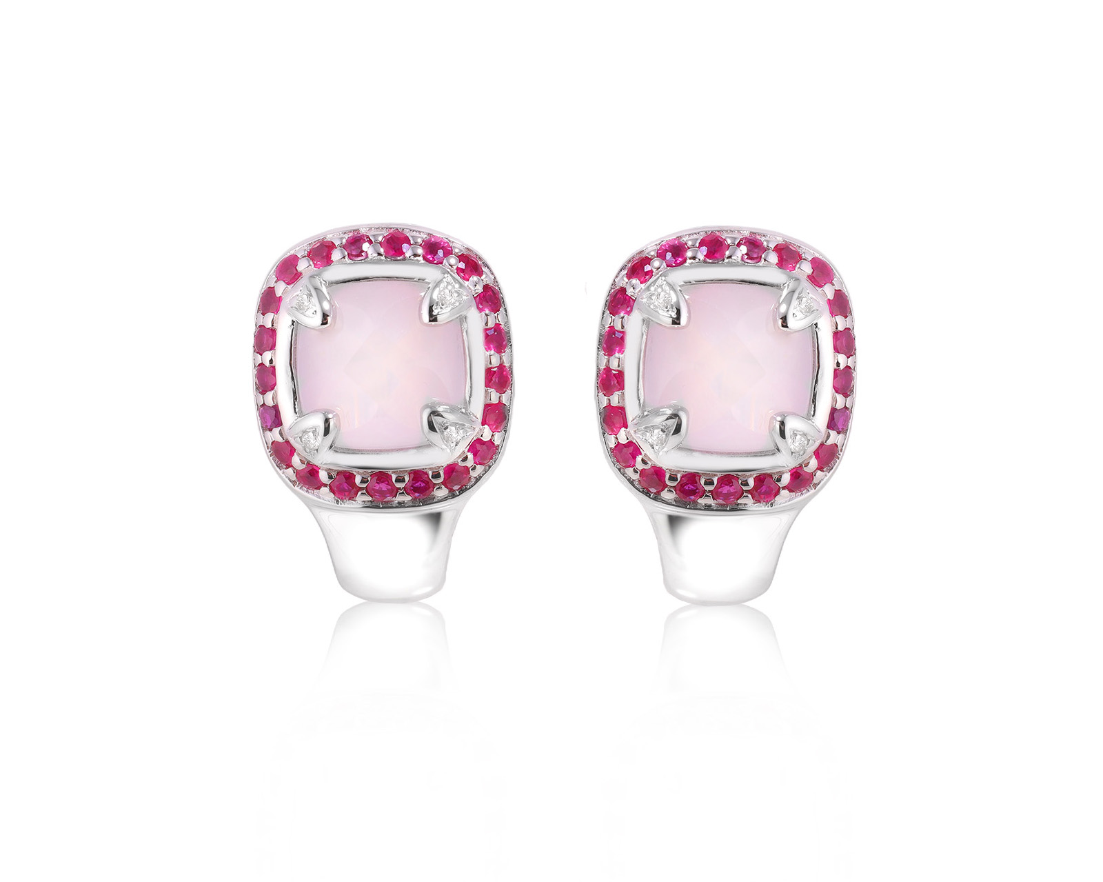 Золотые серьги с кварцем 4.00ct и рубинами 0.84ct 151025/6