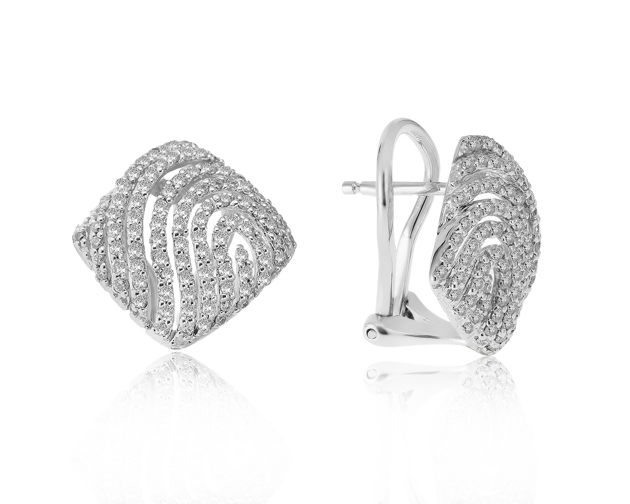 Прелестные золотые серьги с бриллиантами 0.83ct