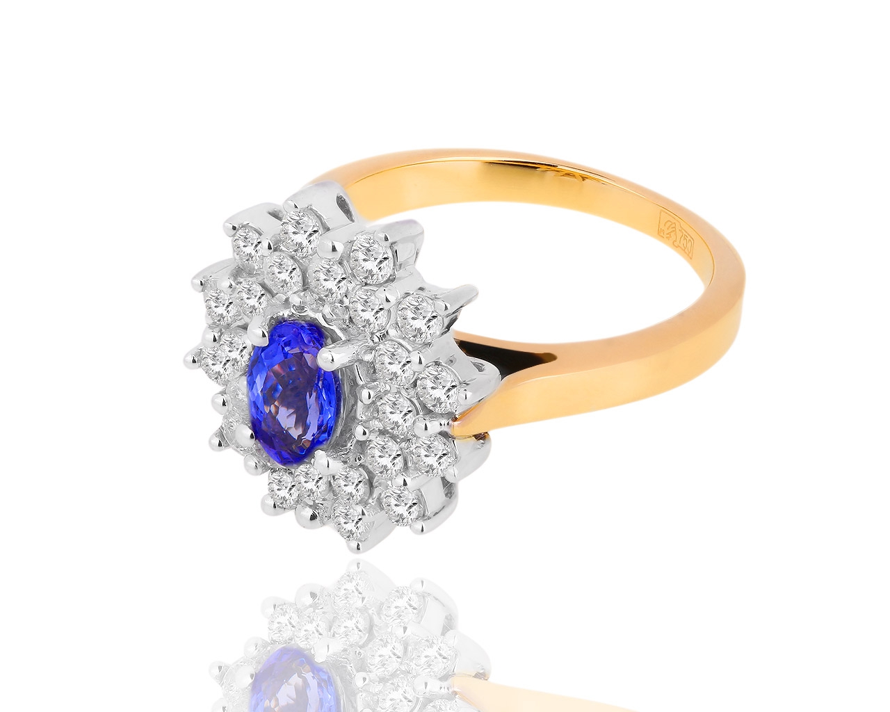 Золотое кольцо с танзанитом и бриллиантами 0.80ct 120918/2