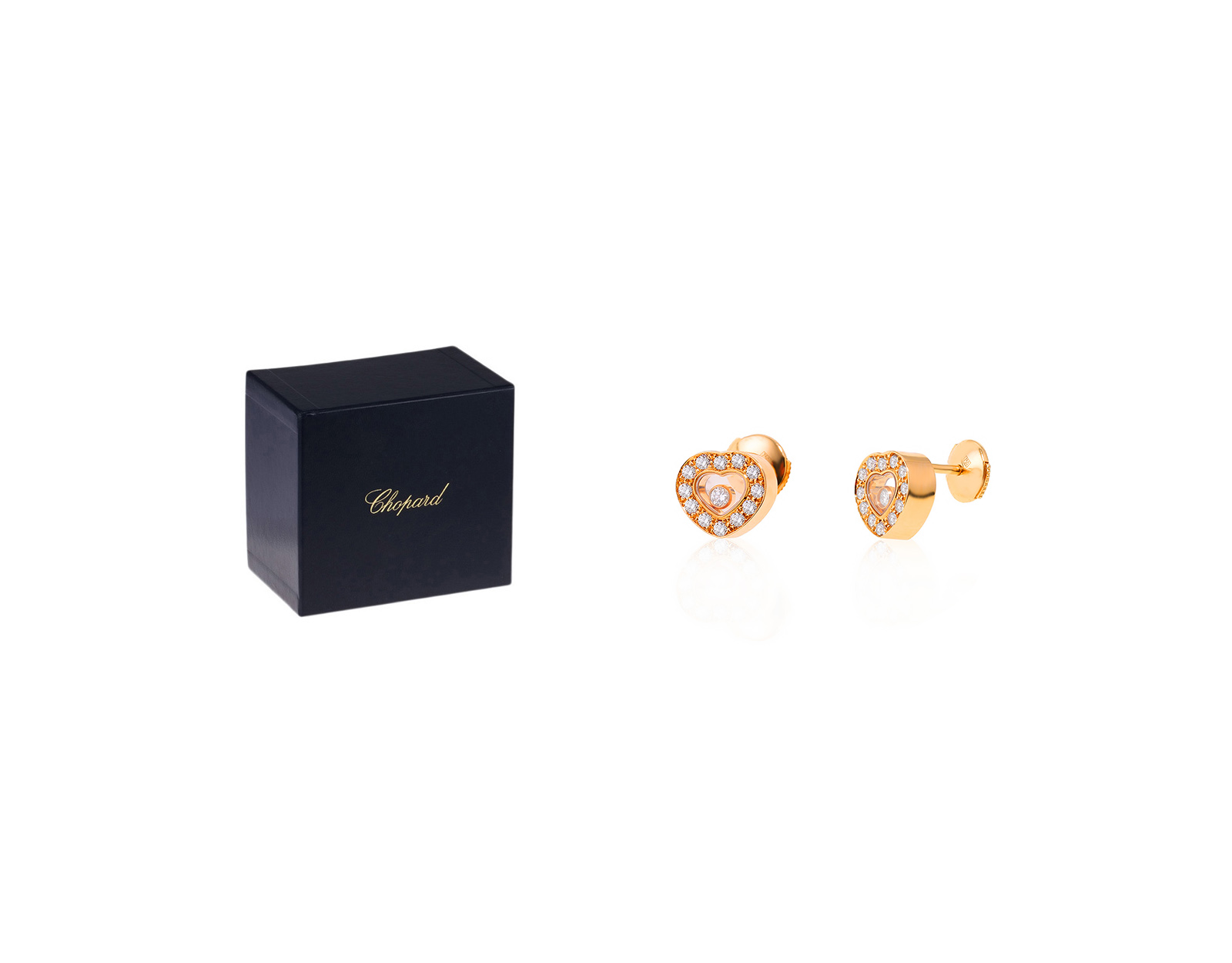 Оригинальные золотые серьги Chopard Happy Diamonds