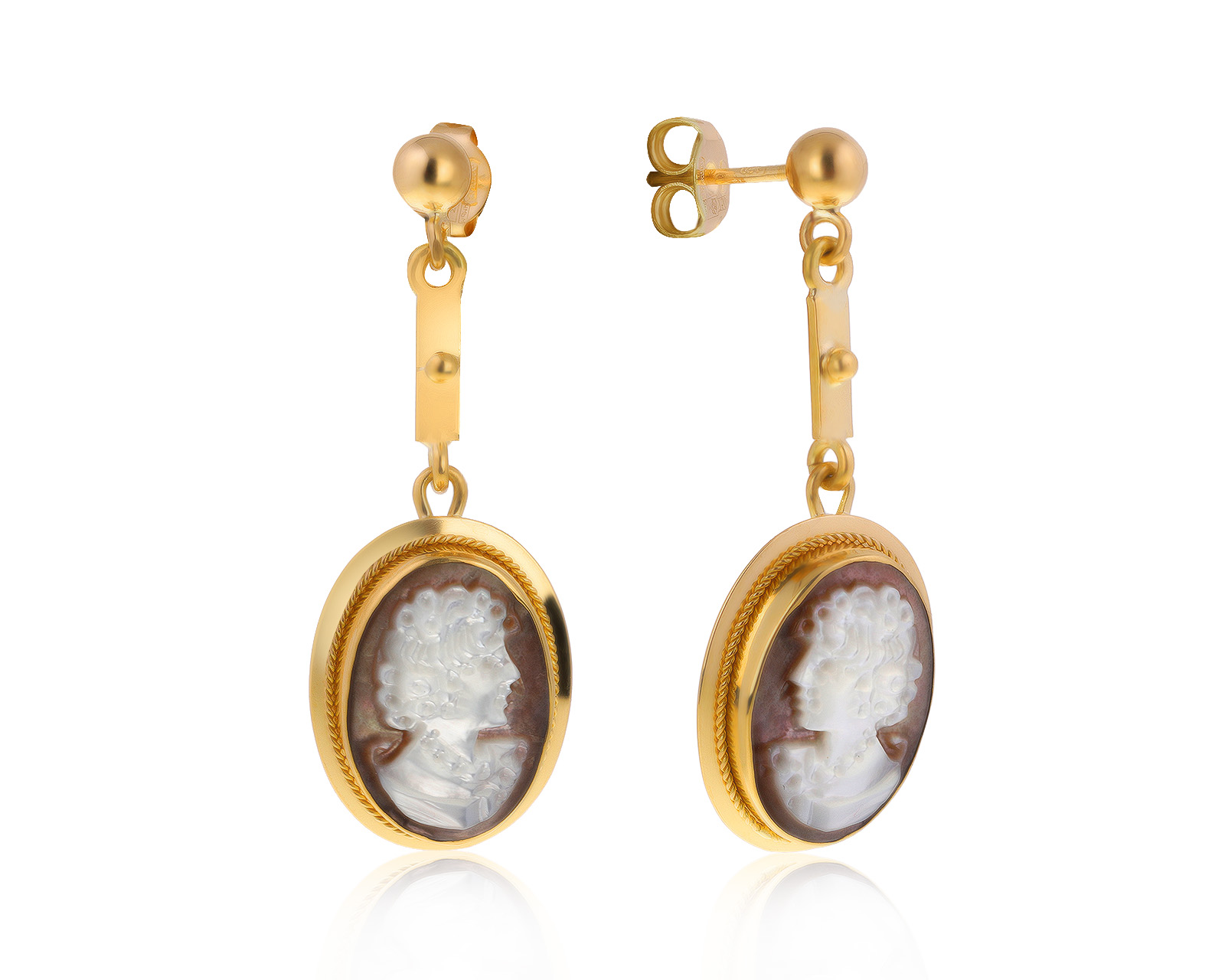 Оригинальные золотые серьги с перламутром Bimonte Sorrento