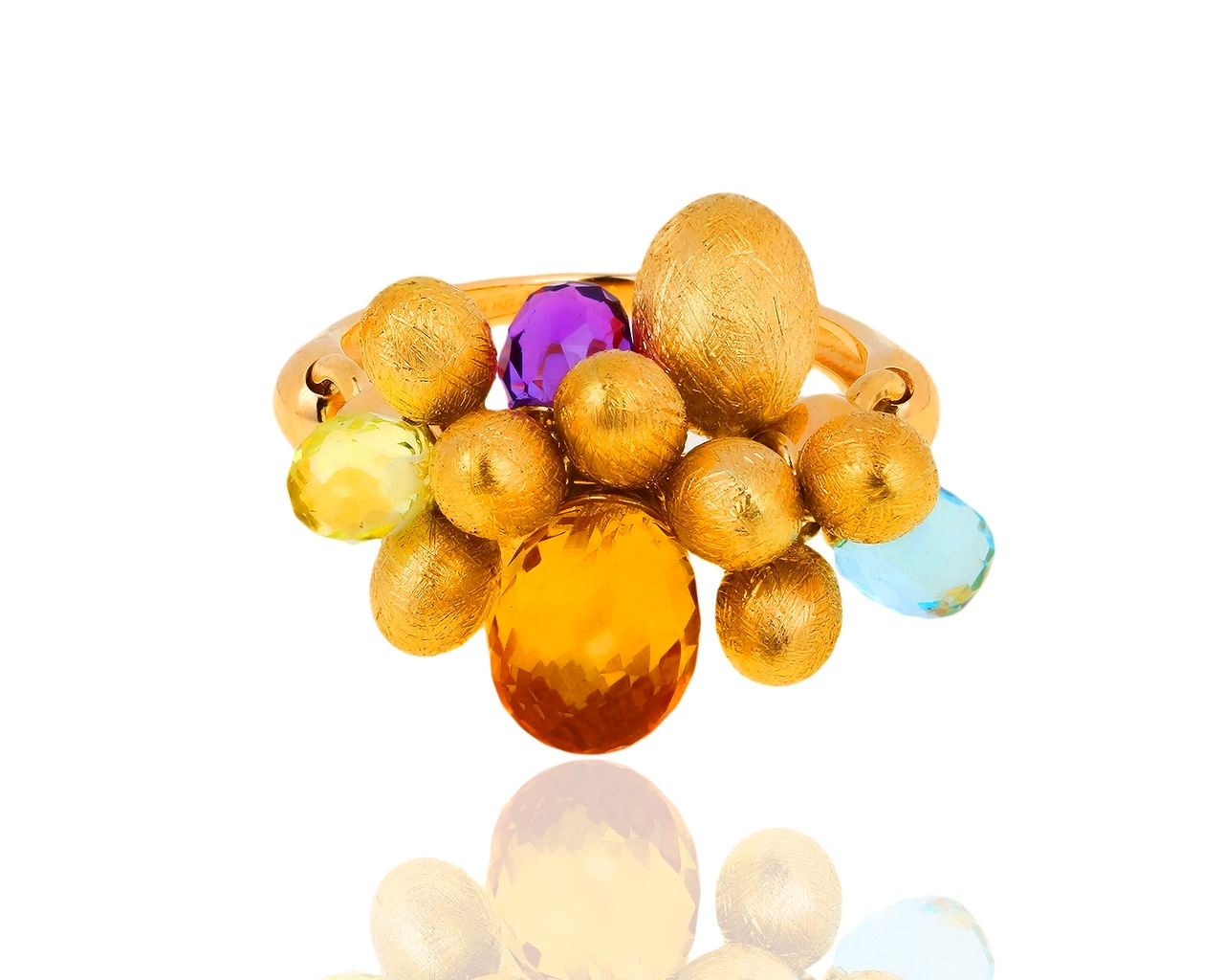 Итальянское золотое кольцо с цветными камнями Nanis