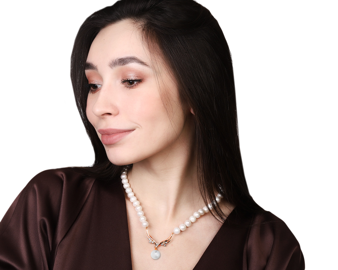 Завораживающее золотое колье с жемчугом 9-12.50 мм