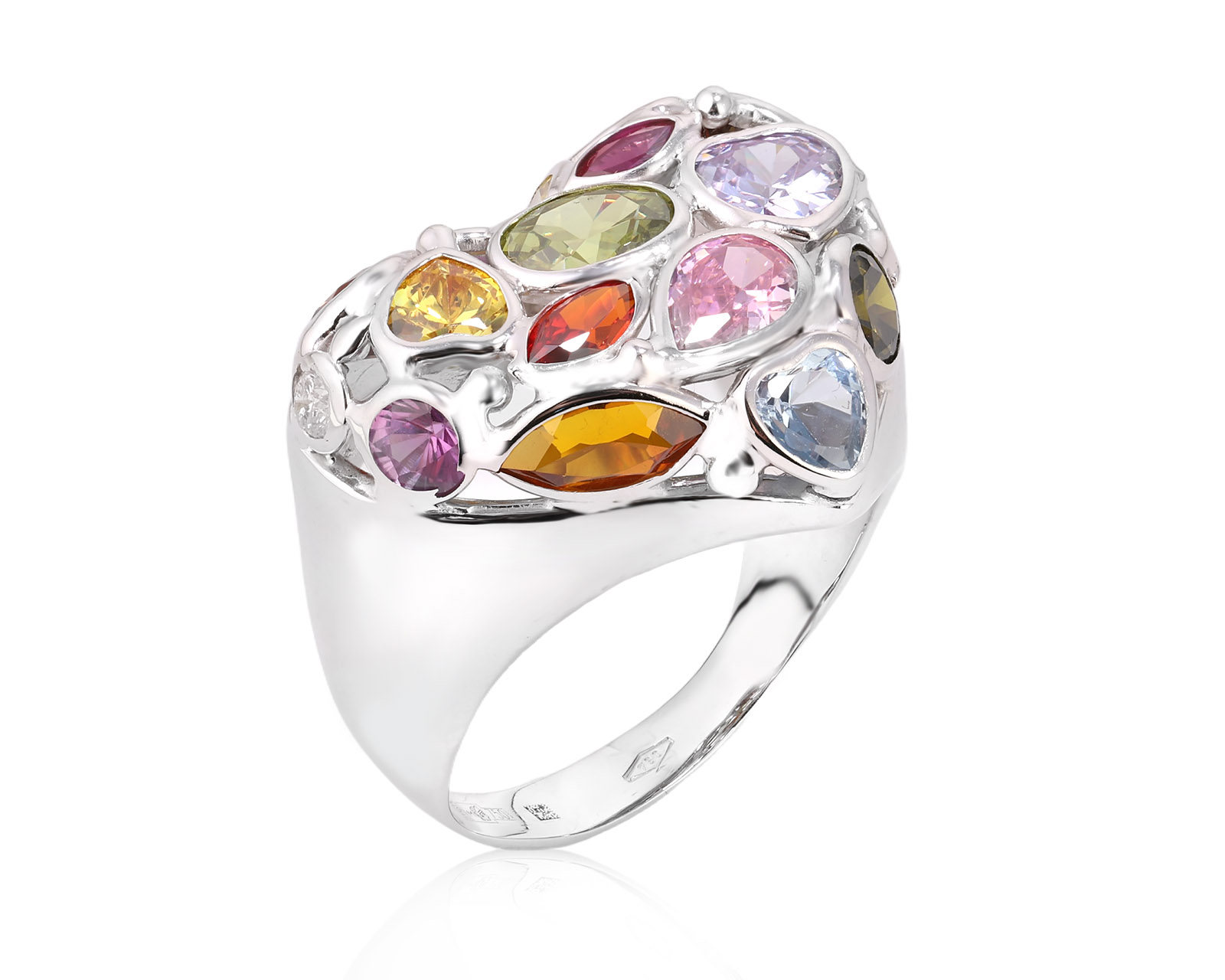 Золотое кольцо с цветными фианитами 7.00ct 151025/3