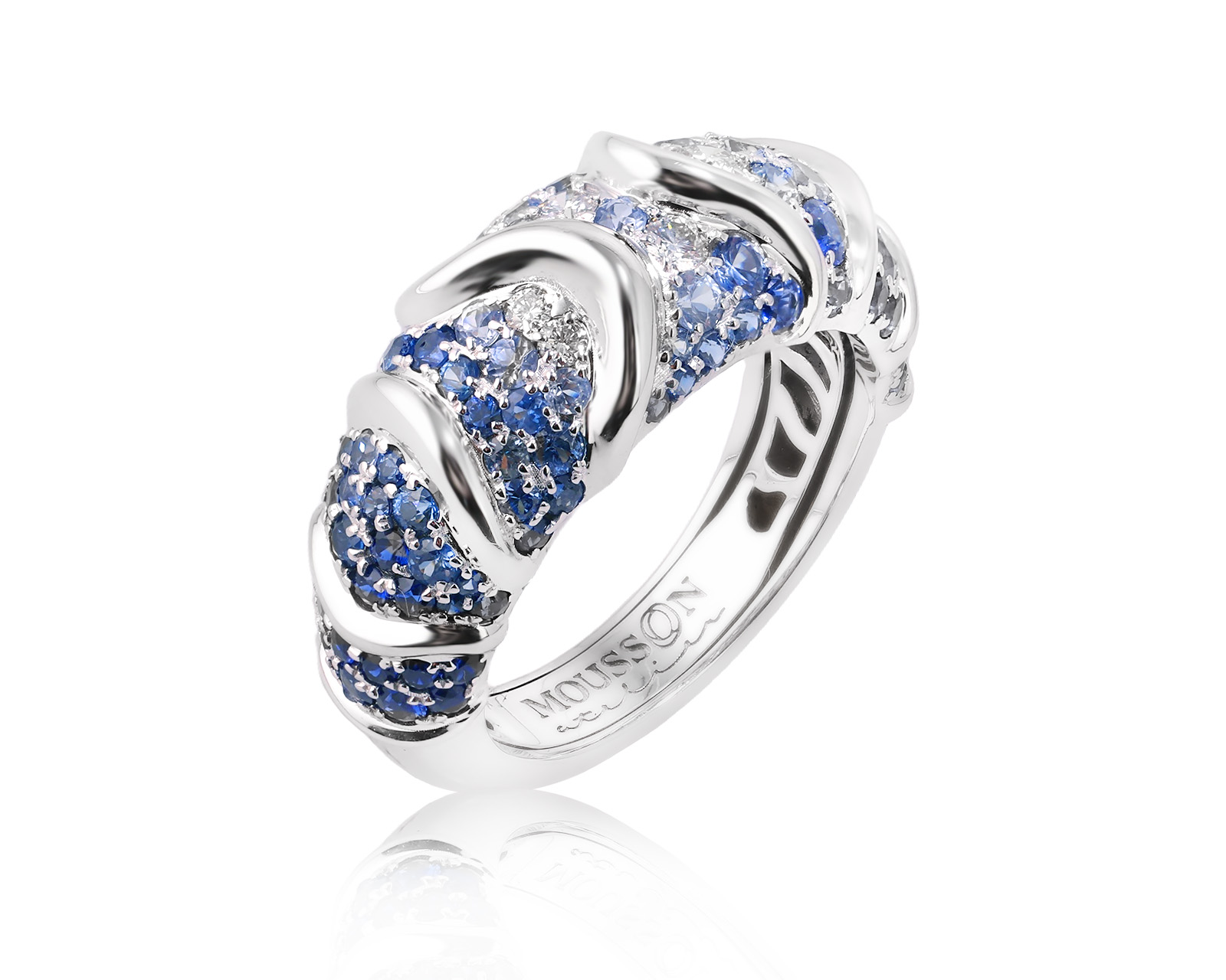 Оригинальное золотое кольцо с сапфирами 2.53ct Mousson New Age 100226/5