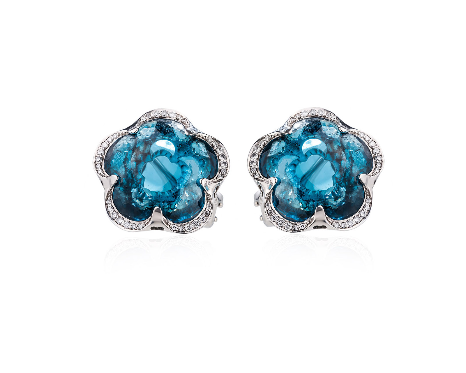 Золотые серьги с топазами 28.80ct и бриллиантами 0.35ct 160726/8