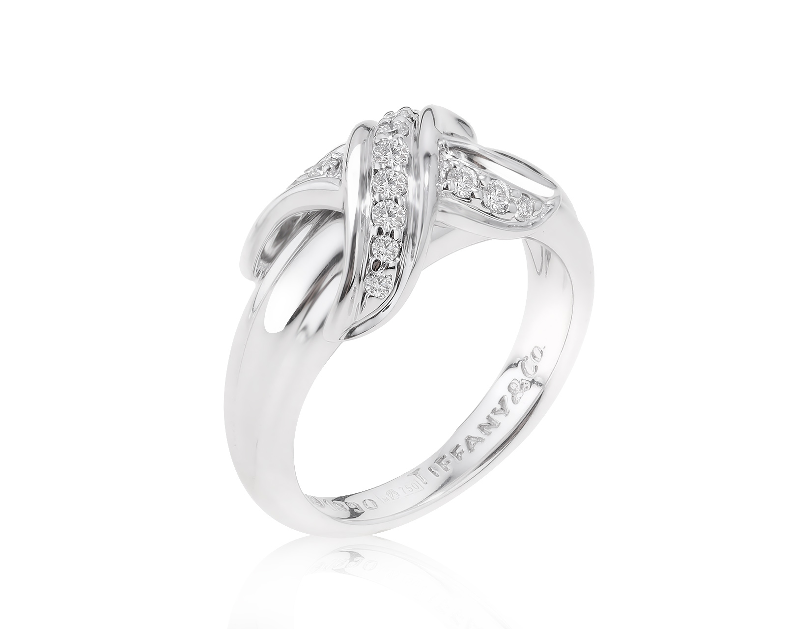 Оригинальное золотое кольцо Tiffany&Co Diamond Signature X