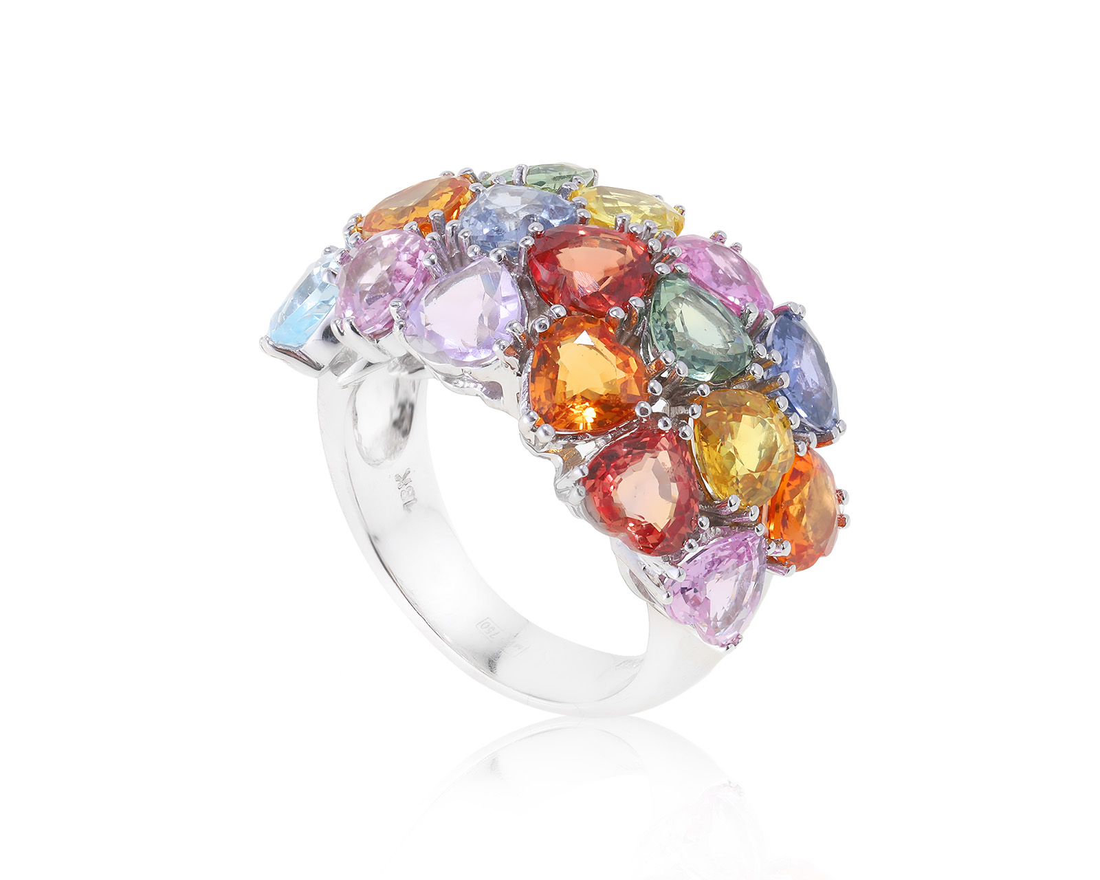 Коктейльное золотое кольцо с цветными сапфирами 7.50ct 291222/1