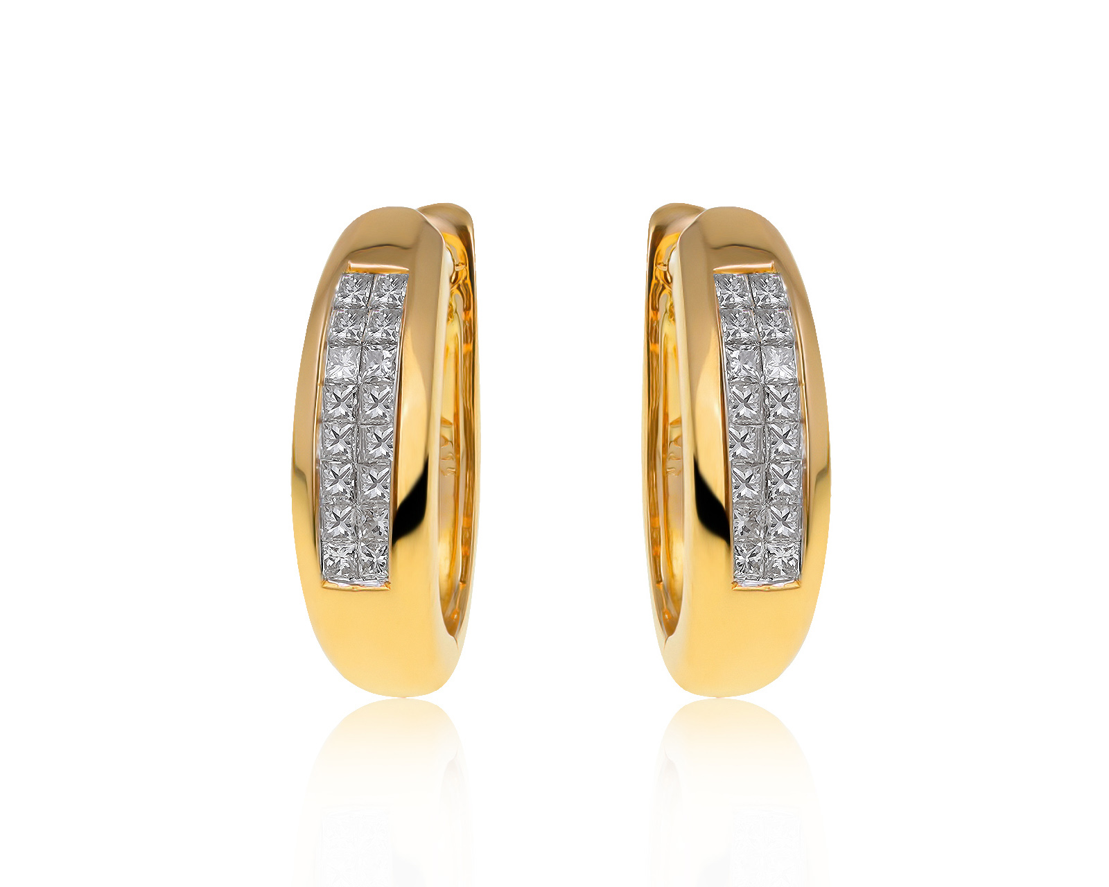 Солидные золотые серьги с бриллиантами 0.64ct
