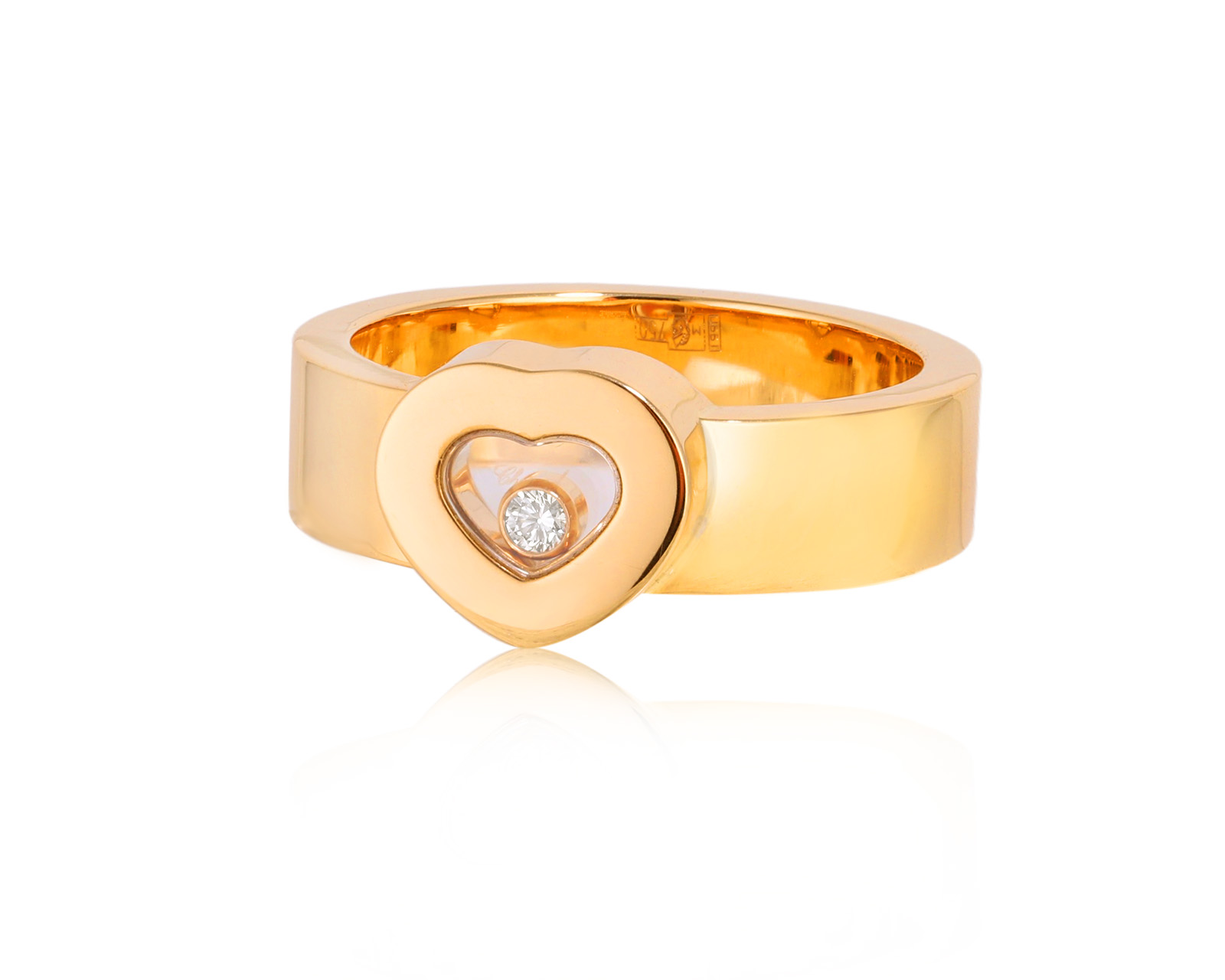 Оригинальное золотое кольцо Chopard Happy Diamonds Heart