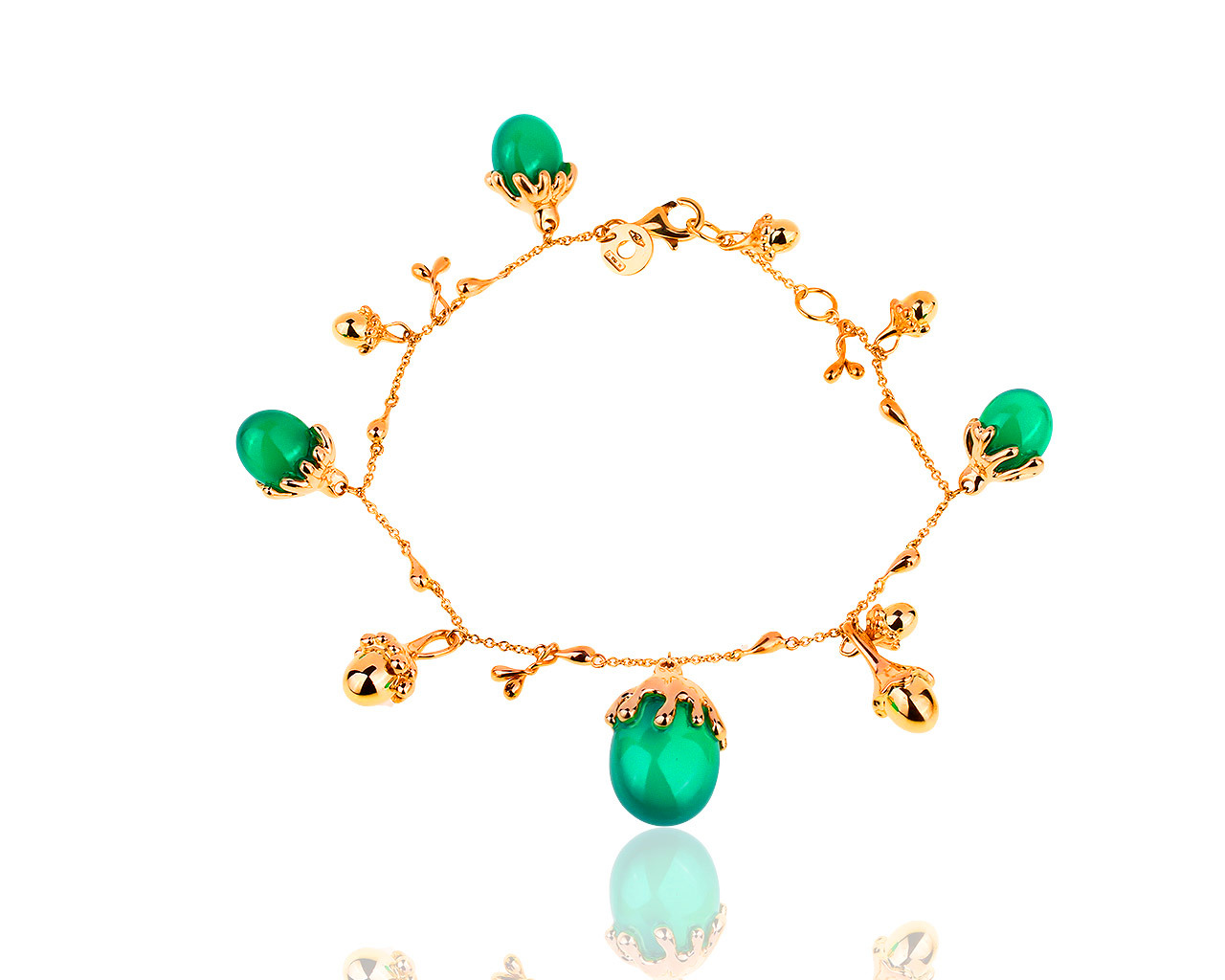 Стильный золотой браслет с халцедонами Nanis