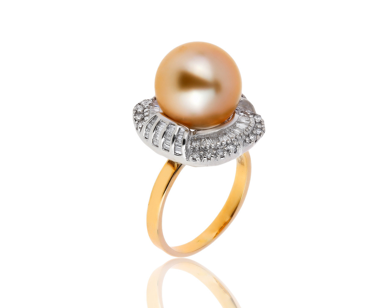 Королевское золотое кольцо с жемчугом 12.20 мм 221119/4