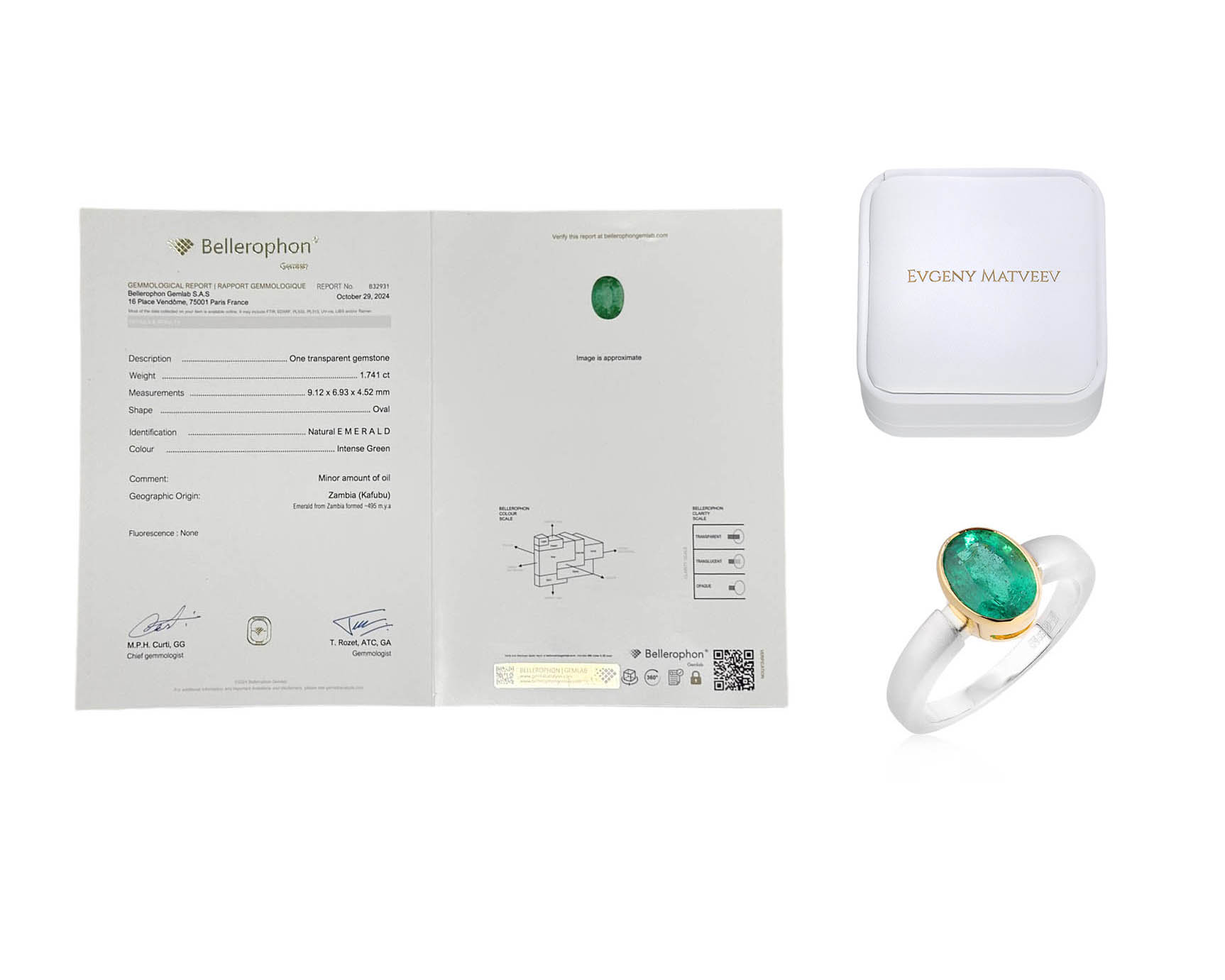 Золотое кольцо с изумрудом Замбия 1.74ct Evgeny Matveev