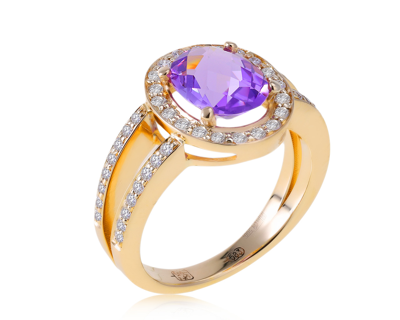 Завораживающее золотое кольцо с аметистом 1.87ct 131120/2