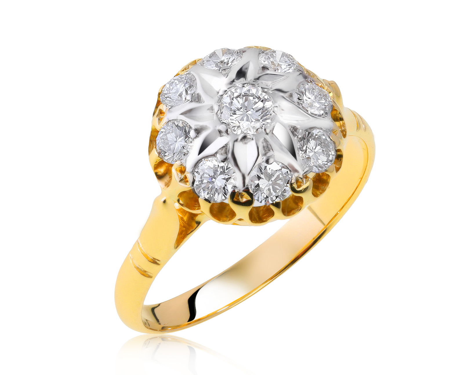 Винтажное золотое кольцо с бриллиантами 0.72ct СССР