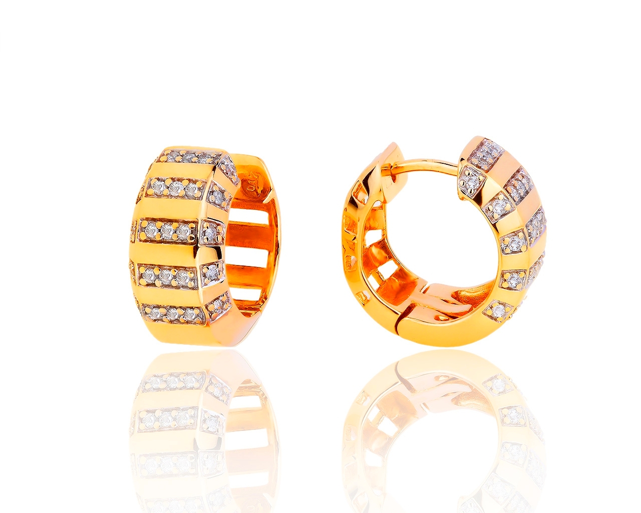 Превосходные золотые серьги с бриллиантами 0.30ct