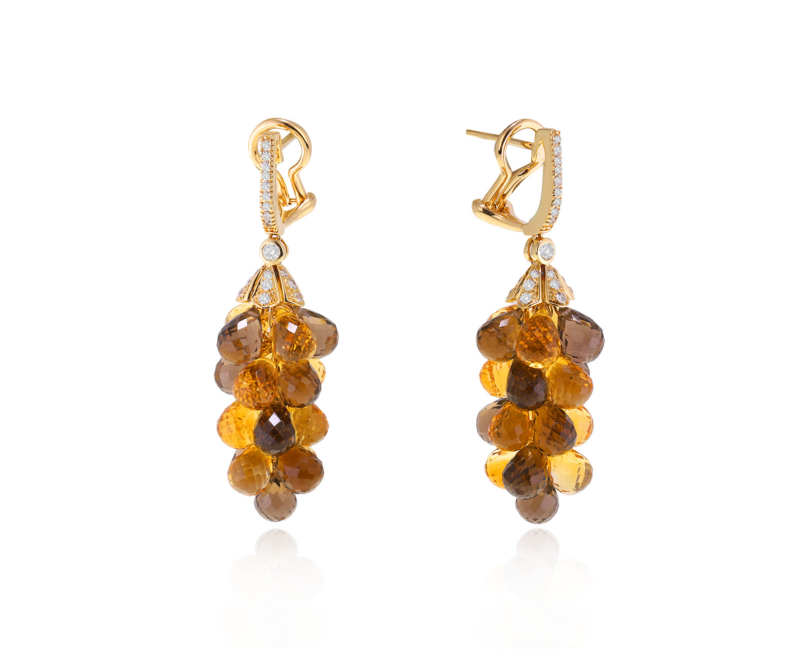Оригинальные золотые серьги с цитринами 22.92ct Tavernier 250123/7