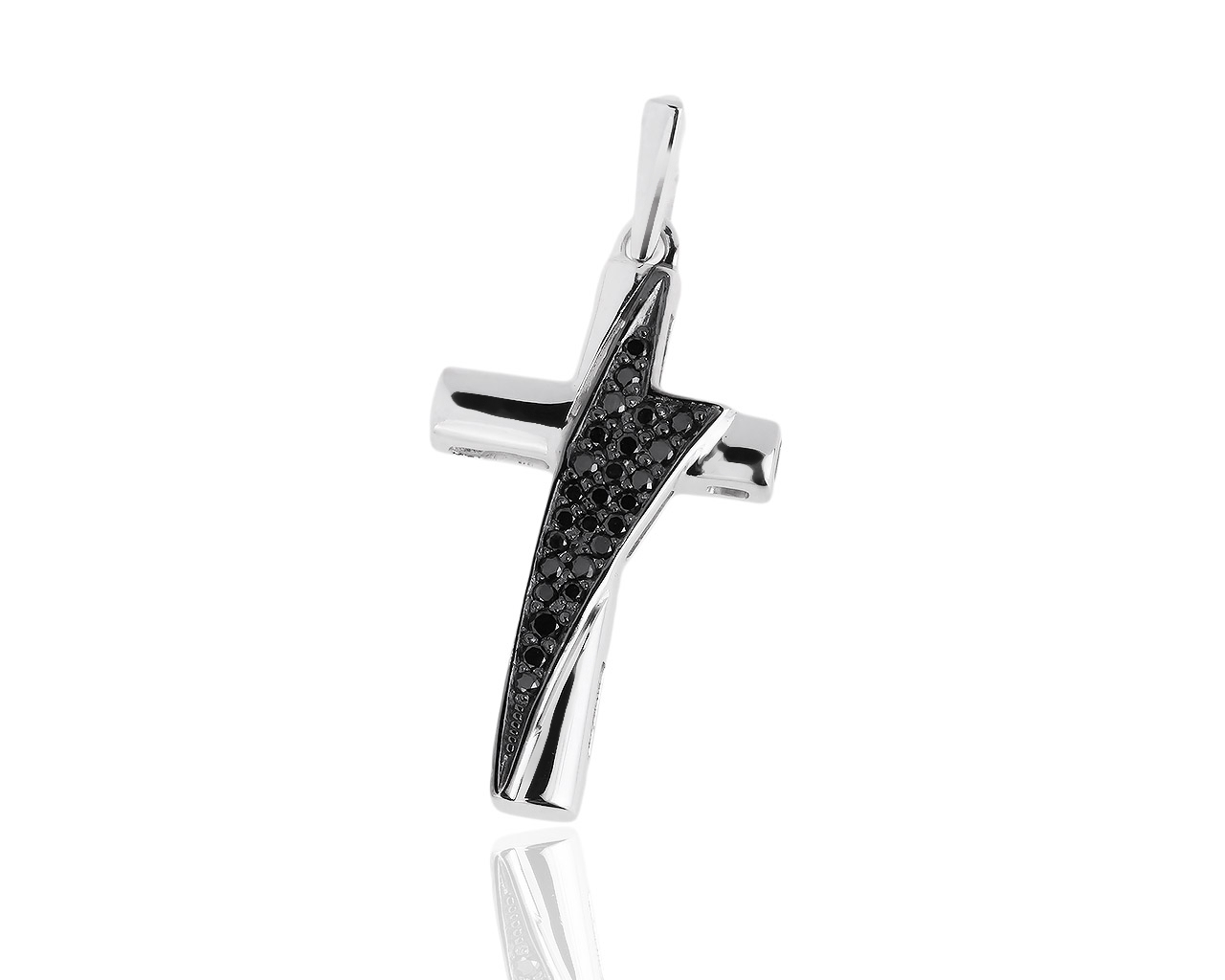 Золотой крест с черными бриллиантами 0.15ct 040918/13