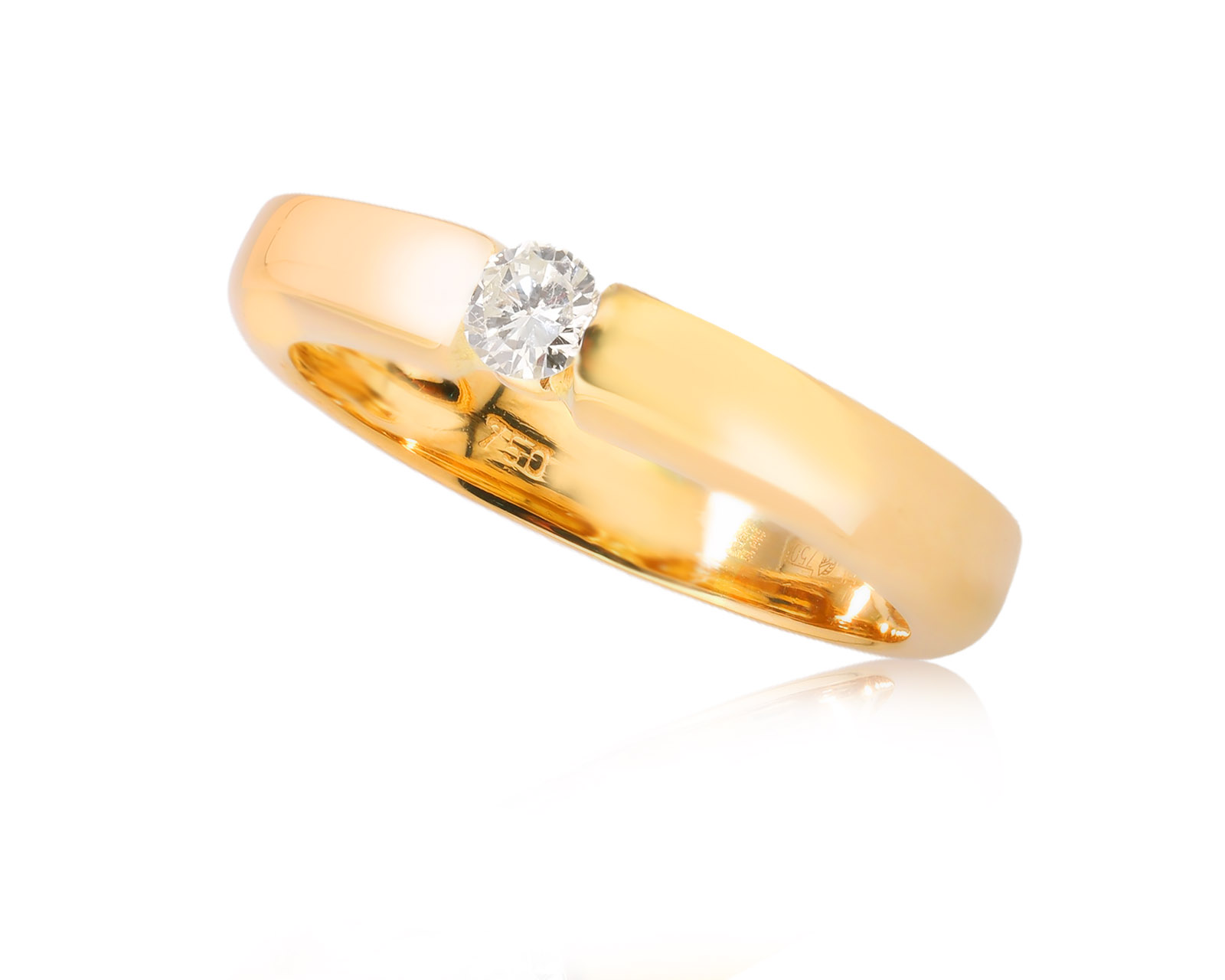 Золотое кольцо с бриллиантом 0.22ct