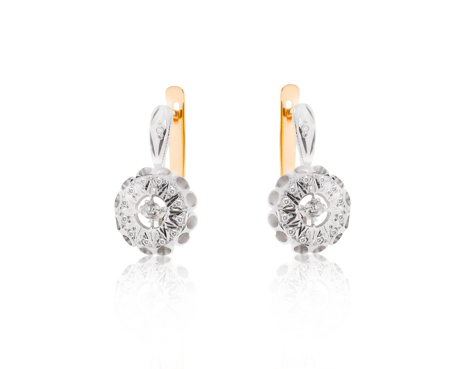 Чарующие золотые серьги с бриллиантами 0.10ct
