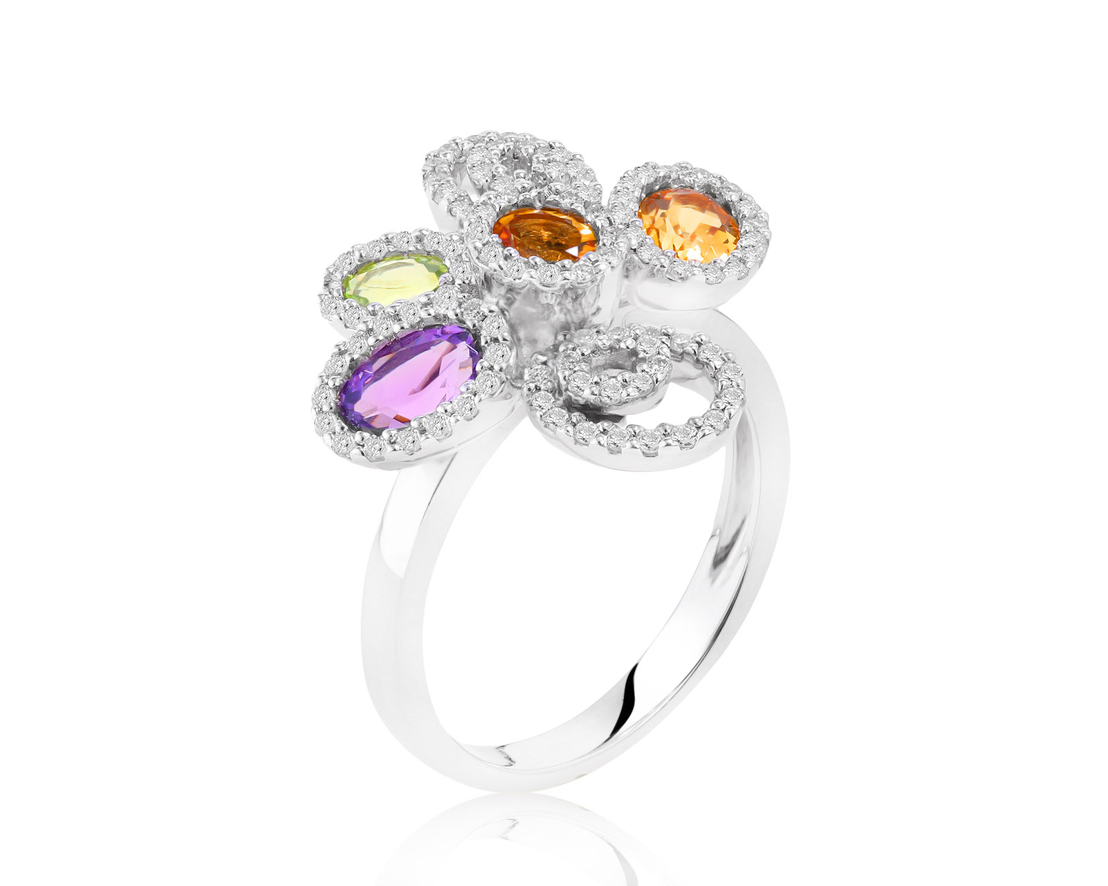 Оригинальное золотое кольцо с цветными камнями 1.15ct Zen 110721/2