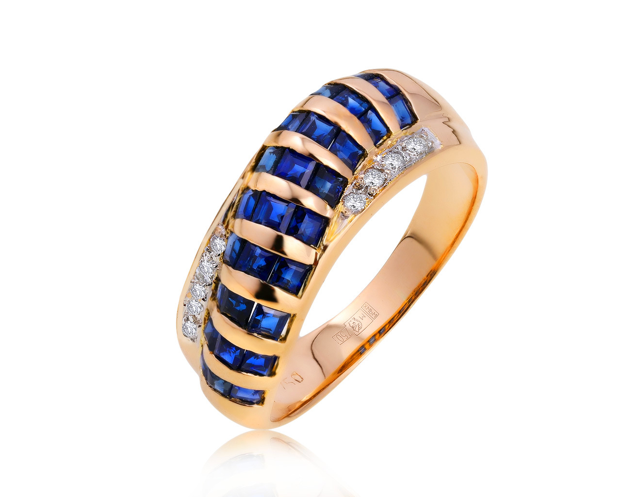 Великолепное золотое кольцо с сапфирами 1.90ct 021120/1