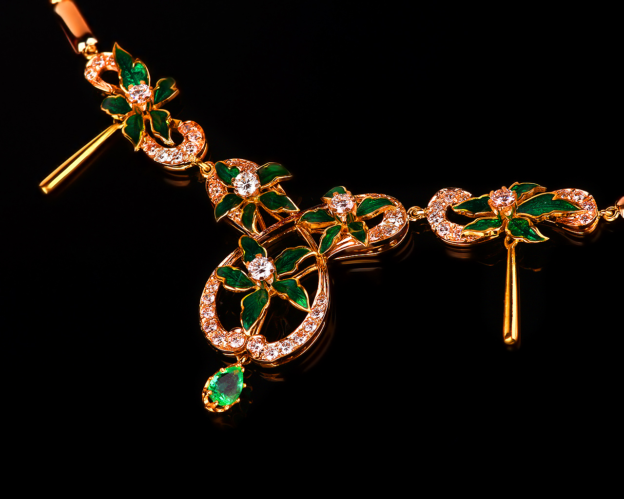 Итальянское колье с изумрудом и бриллиантами 1.80ct 210417/24