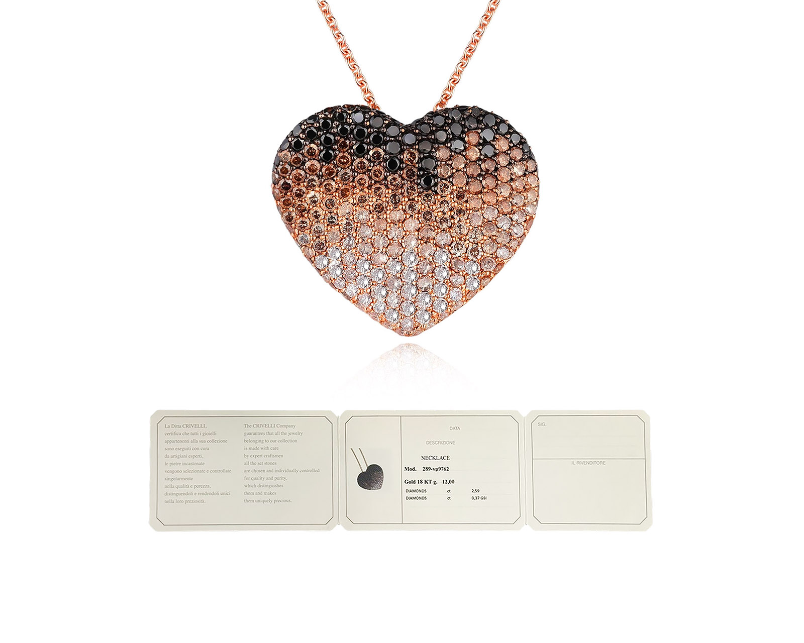 Оригинальное золотое колье с бриллиантами 2.96ct Crivelli